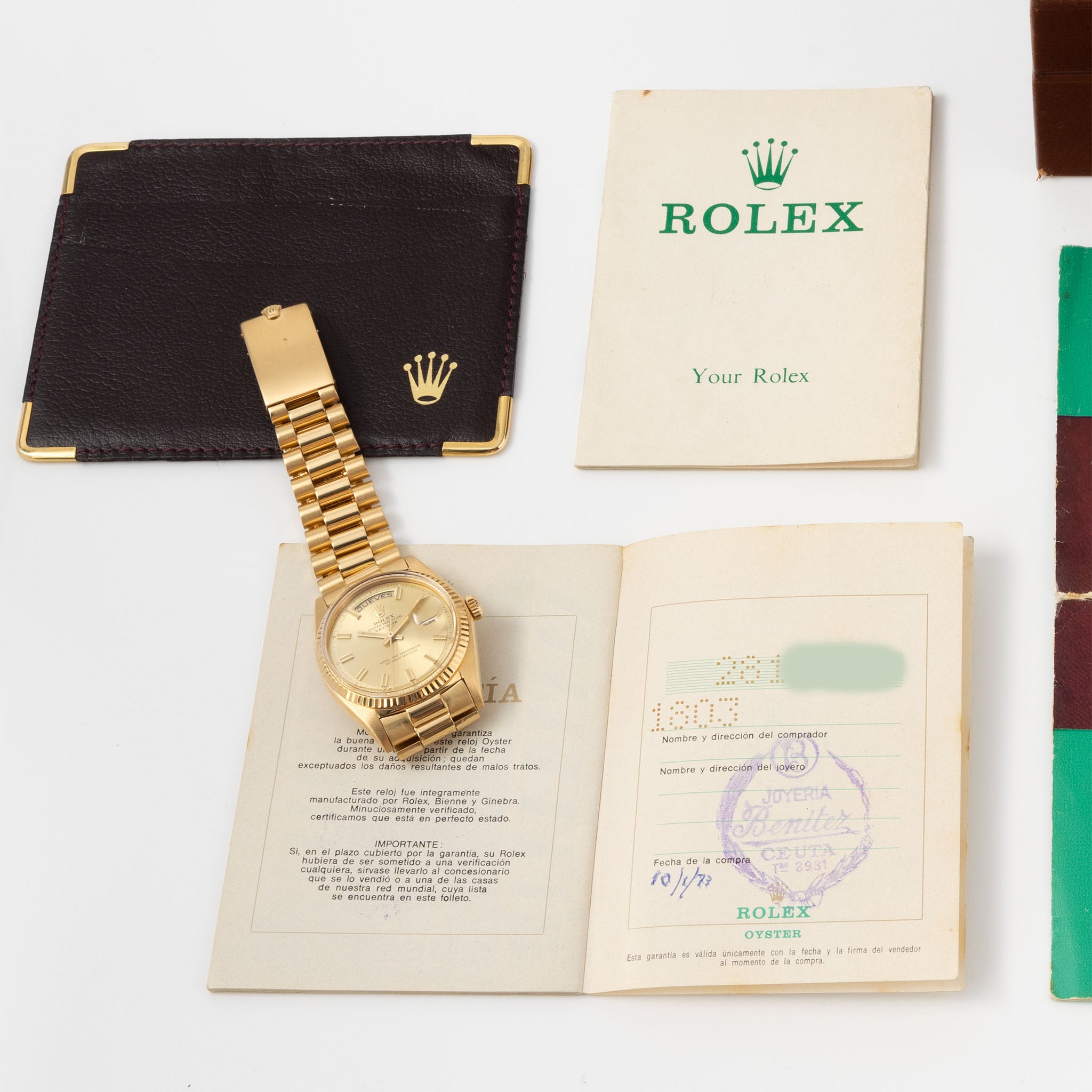 Rolex Day-Date Champagne Wide-Boy Dial With Box and Spanish Papers in 18k Yellow Gold Ref. 1803