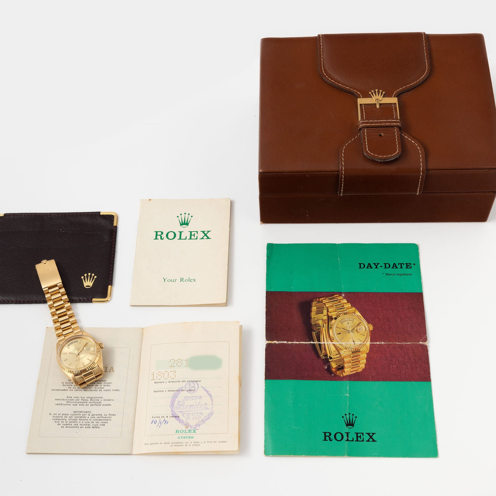 Rolex Day-Date Champagne Wide-Boy Dial With Box and Spanish Papers in 18k Yellow Gold Ref. 1803