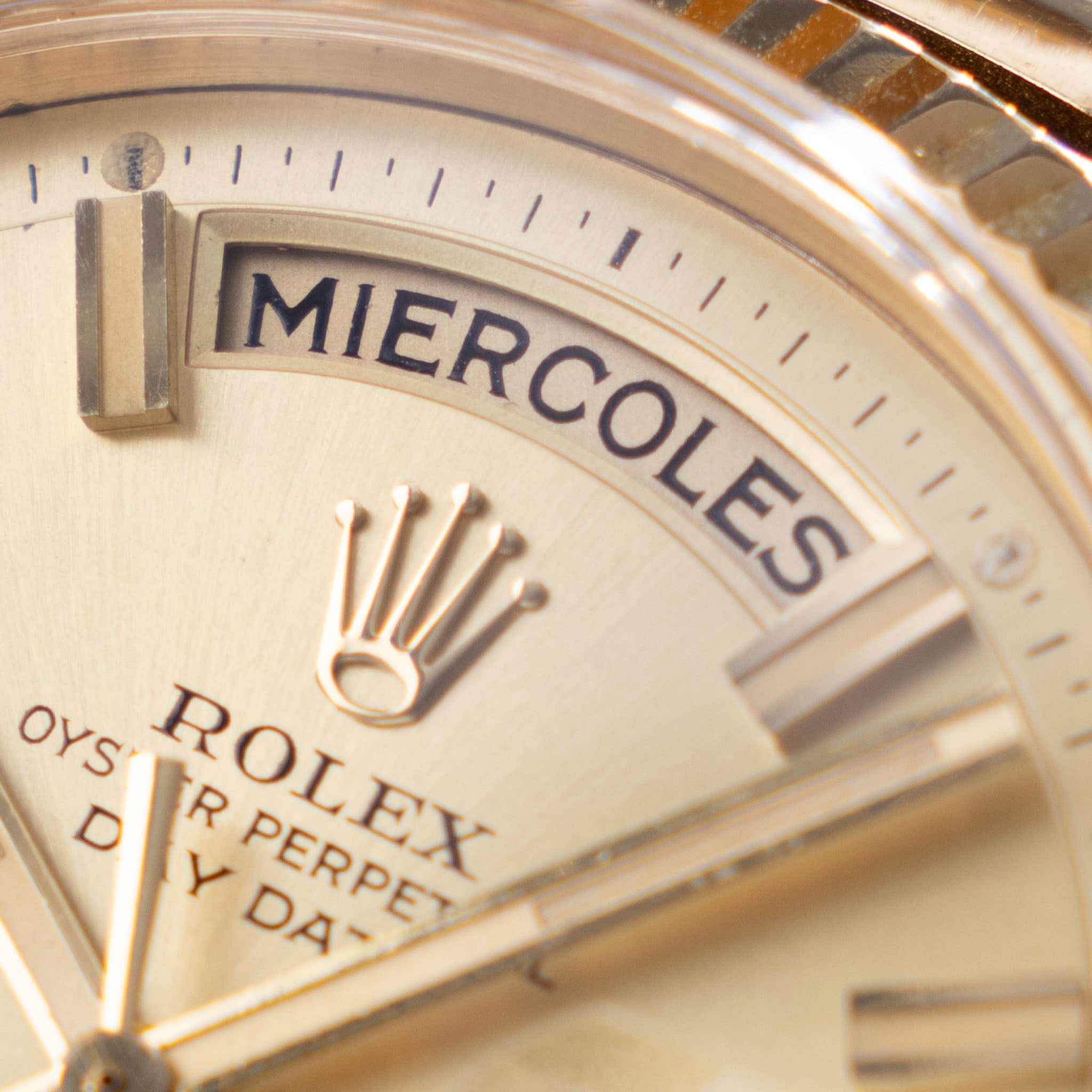 Rolex Day-Date Champagne Wide-Boy Dial With Box and Spanish Papers in 18k Yellow Gold Ref. 1803