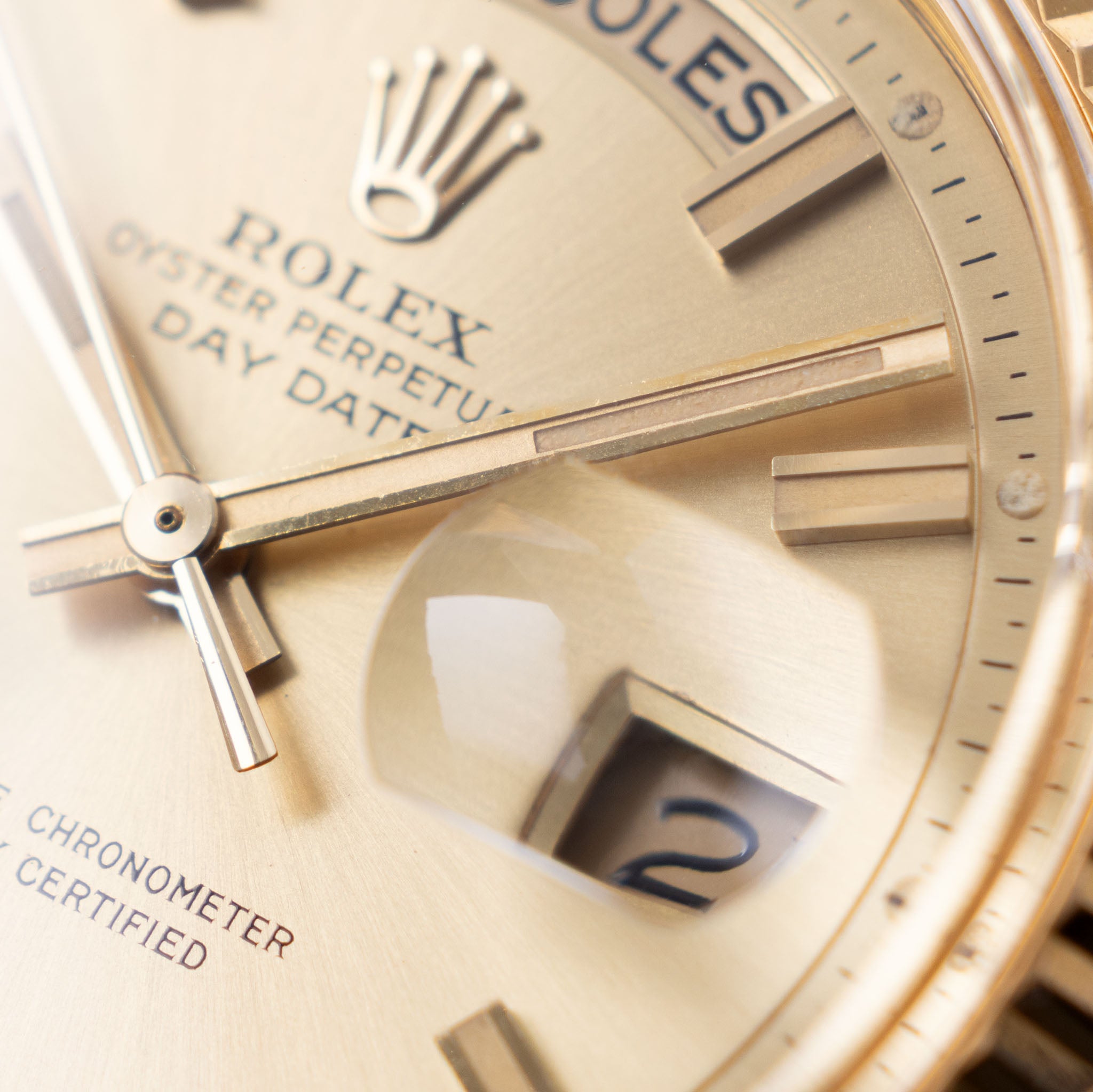 Rolex Day-Date Champagne Wide-Boy Dial With Box and Spanish Papers in 18k Yellow Gold Ref. 1803