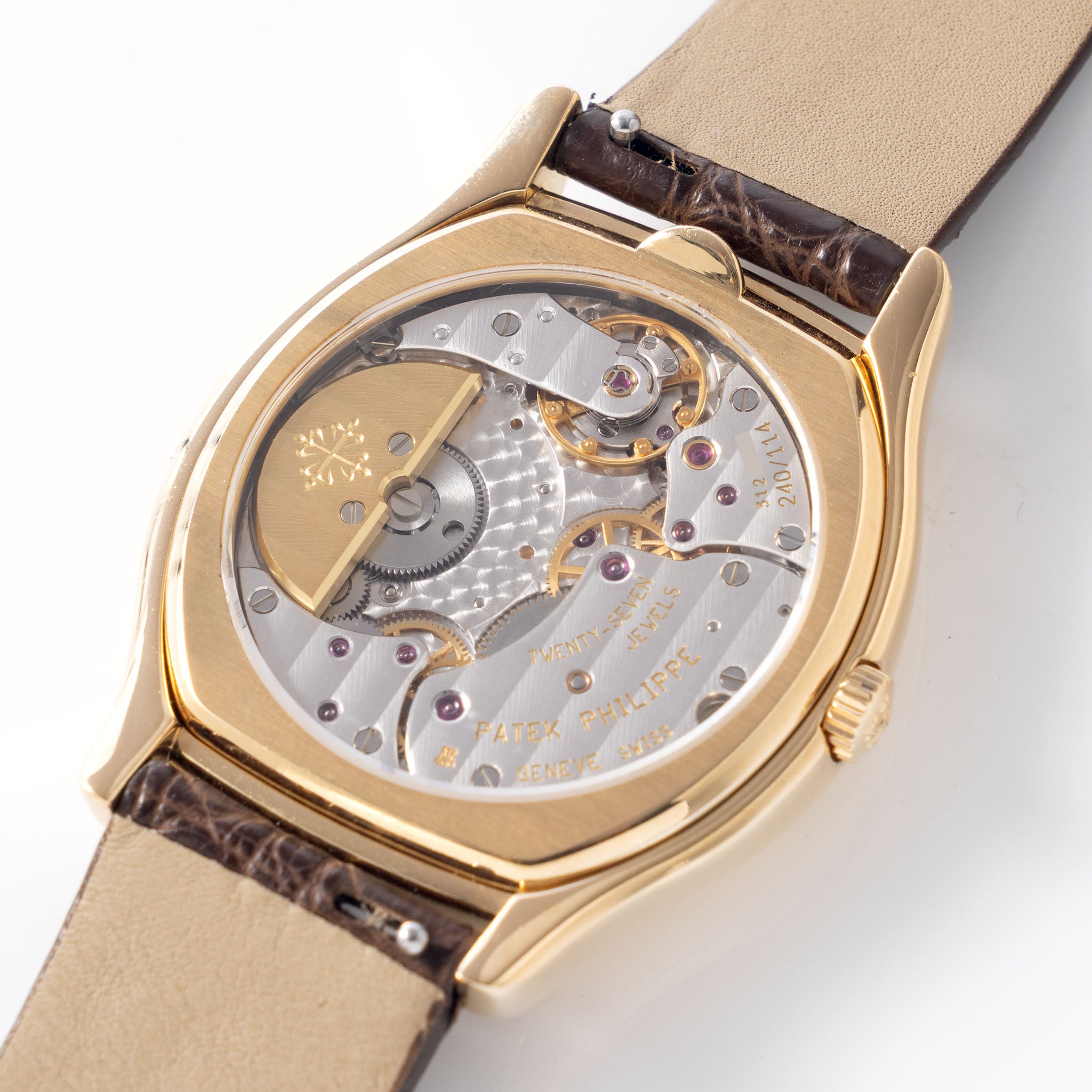 Patek Philippe Perpetual Calendar 5040J in 18k yellow gold Tonneau case with box and papers watch with Breguet numerals