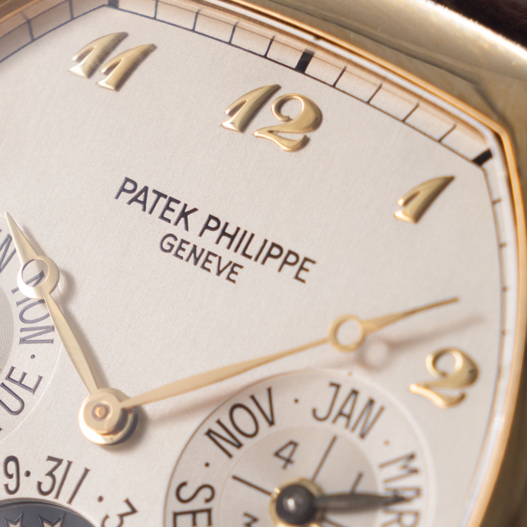 Patek Philippe Perpetual Calendar 5040J in 18k yellow gold Tonneau case with box and papers watch