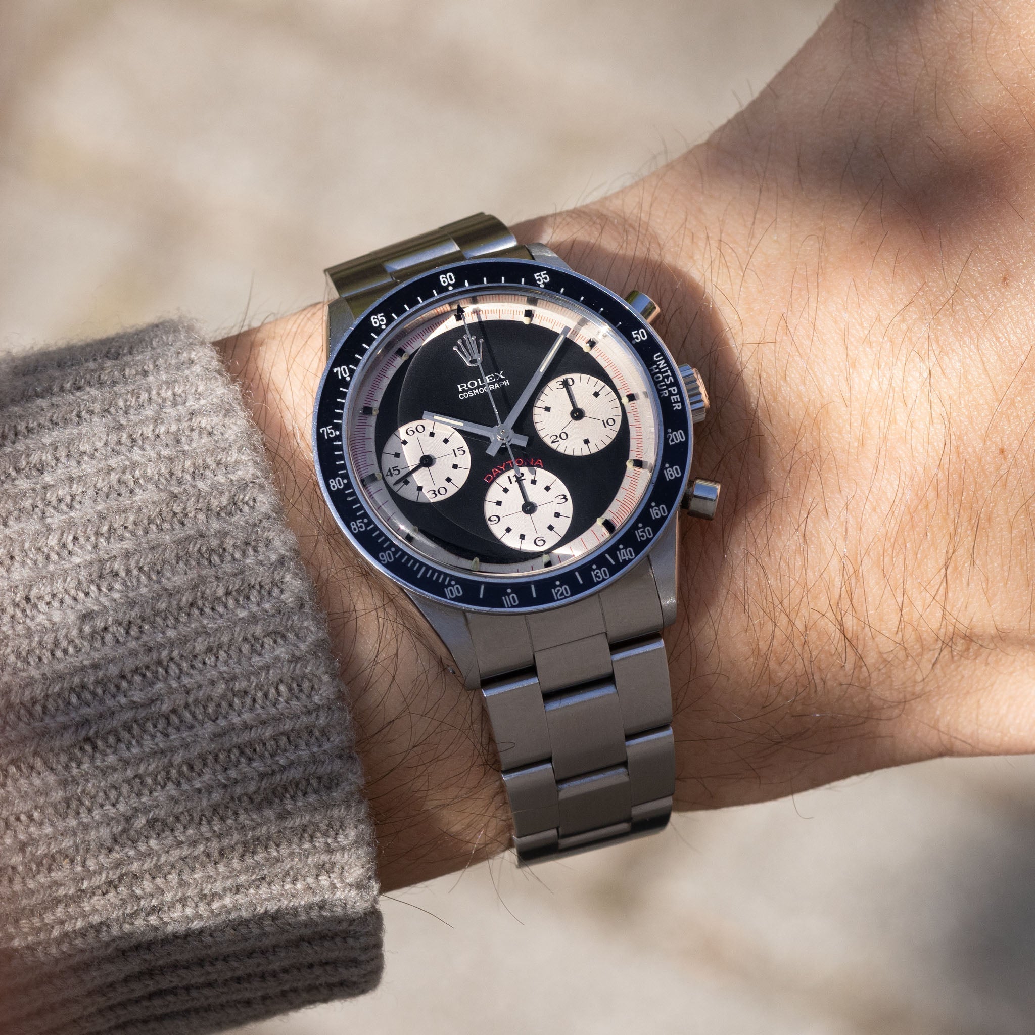 Rolex Cosmograph Daytona 6241 Black Tri-Color exotic dial with Rolex service papers