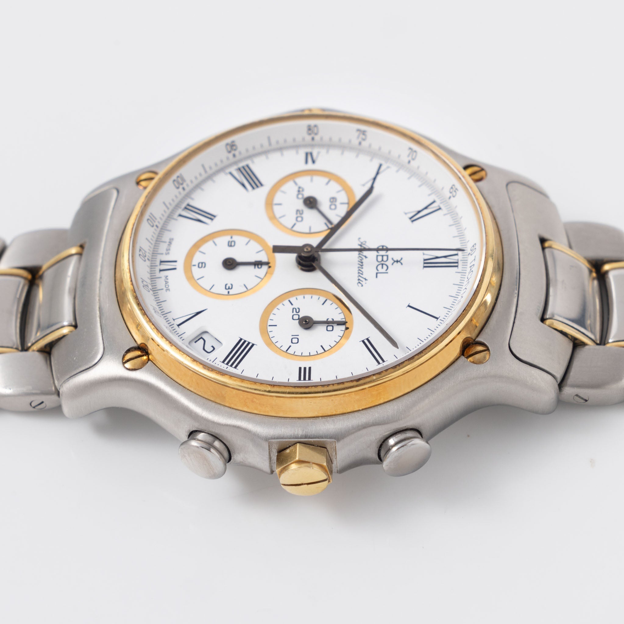 Ebel El Primero 1911 Chronograph White Dial Steel and Gold execution ref 1134901 with Box