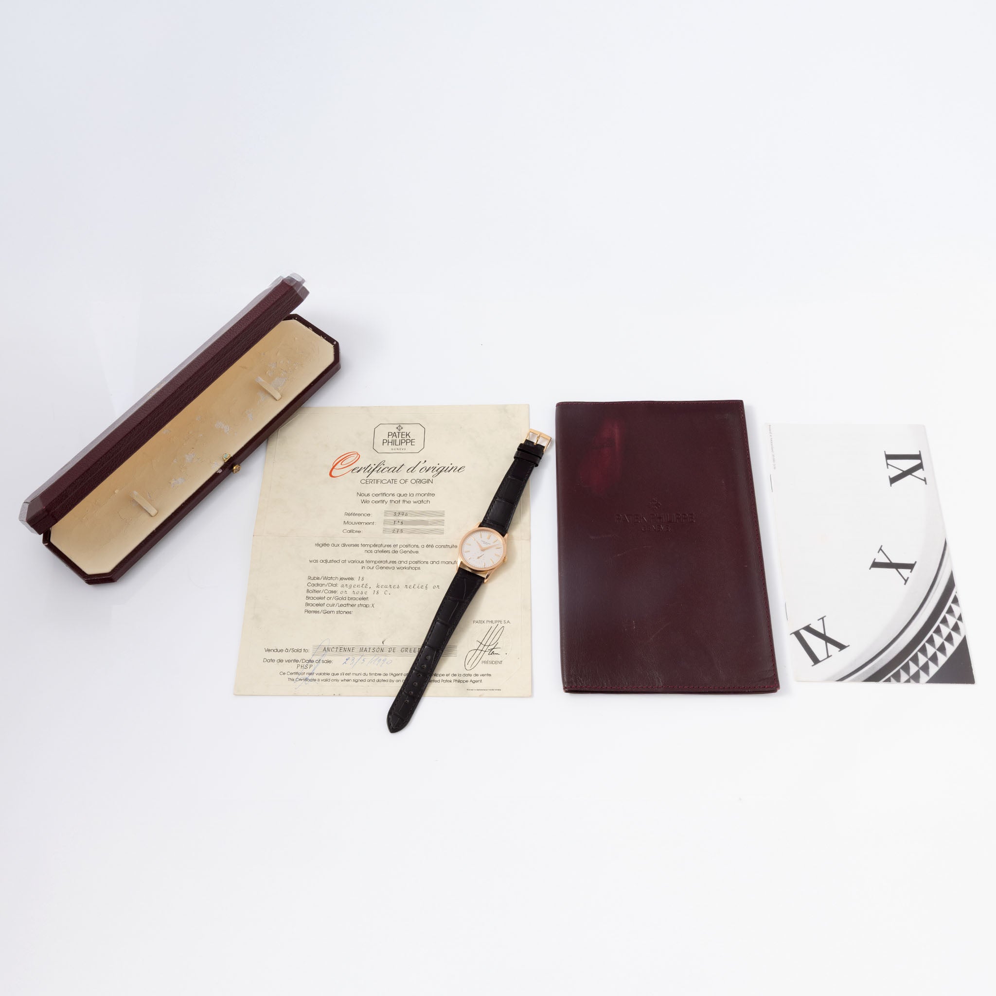 Patek Philippe Calatrava Silver Dial in 18K Rose Ref. 3796 Box and Certificate of Origin