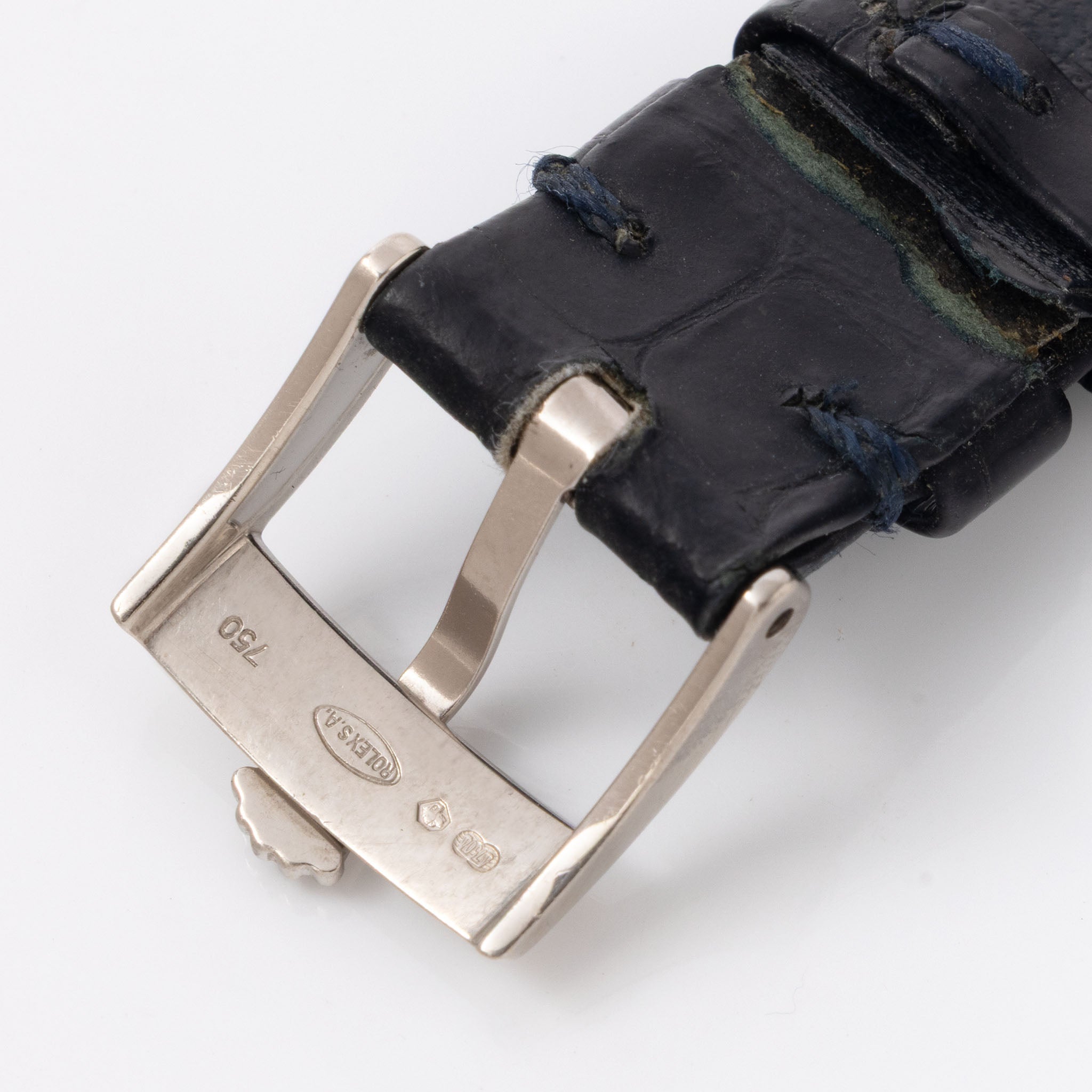 Rolex Cellini Blue Dial Rectangular Case in 18K White Gold Ref. 4113 Box and Paper Set