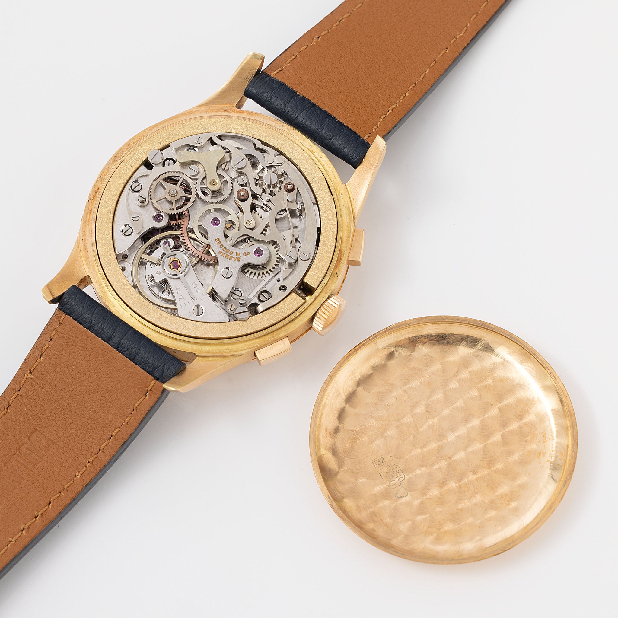 Record Geneve Triple Date Moonphase Chronograph Valjoux 88 in 18 k yellow gold