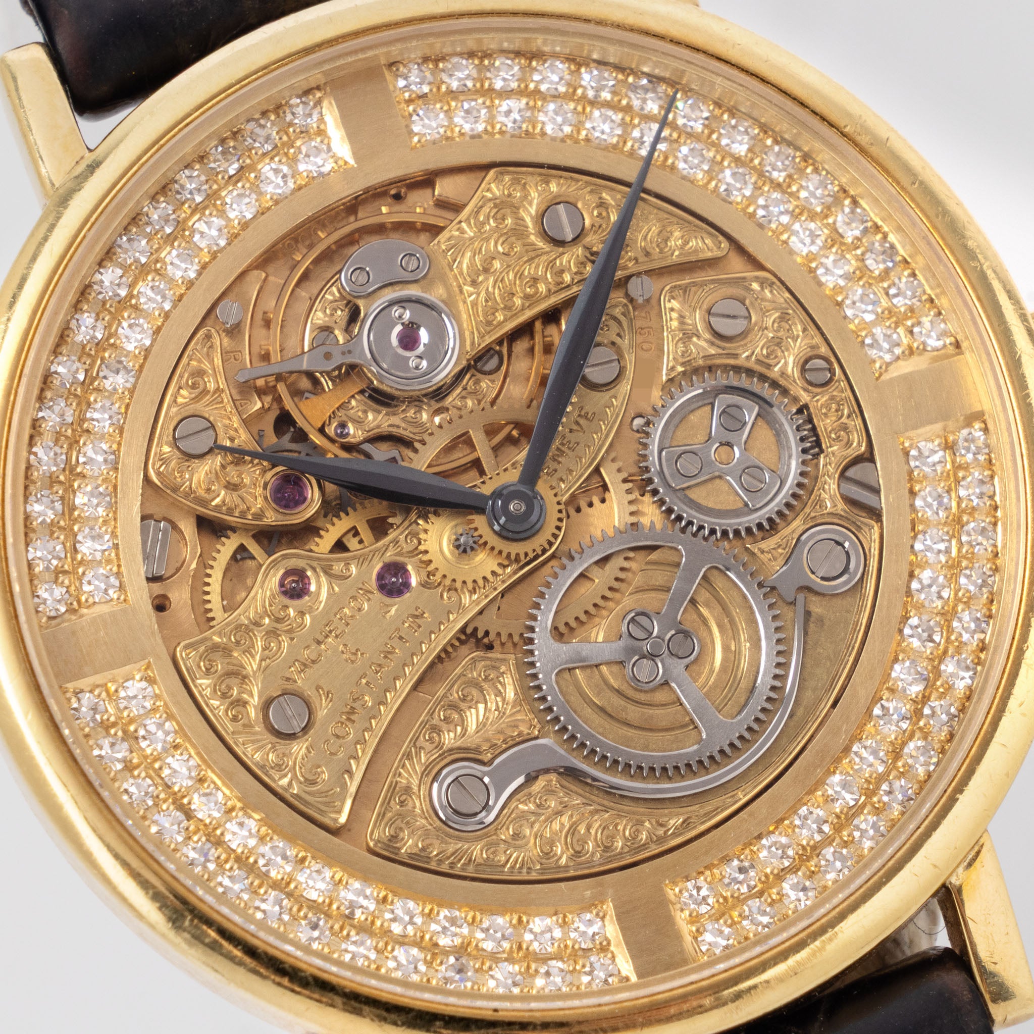 Vacheron Constantin "Skeleton " Engraved diamond set Dresswatch in 18k yellow gold ref. 36004