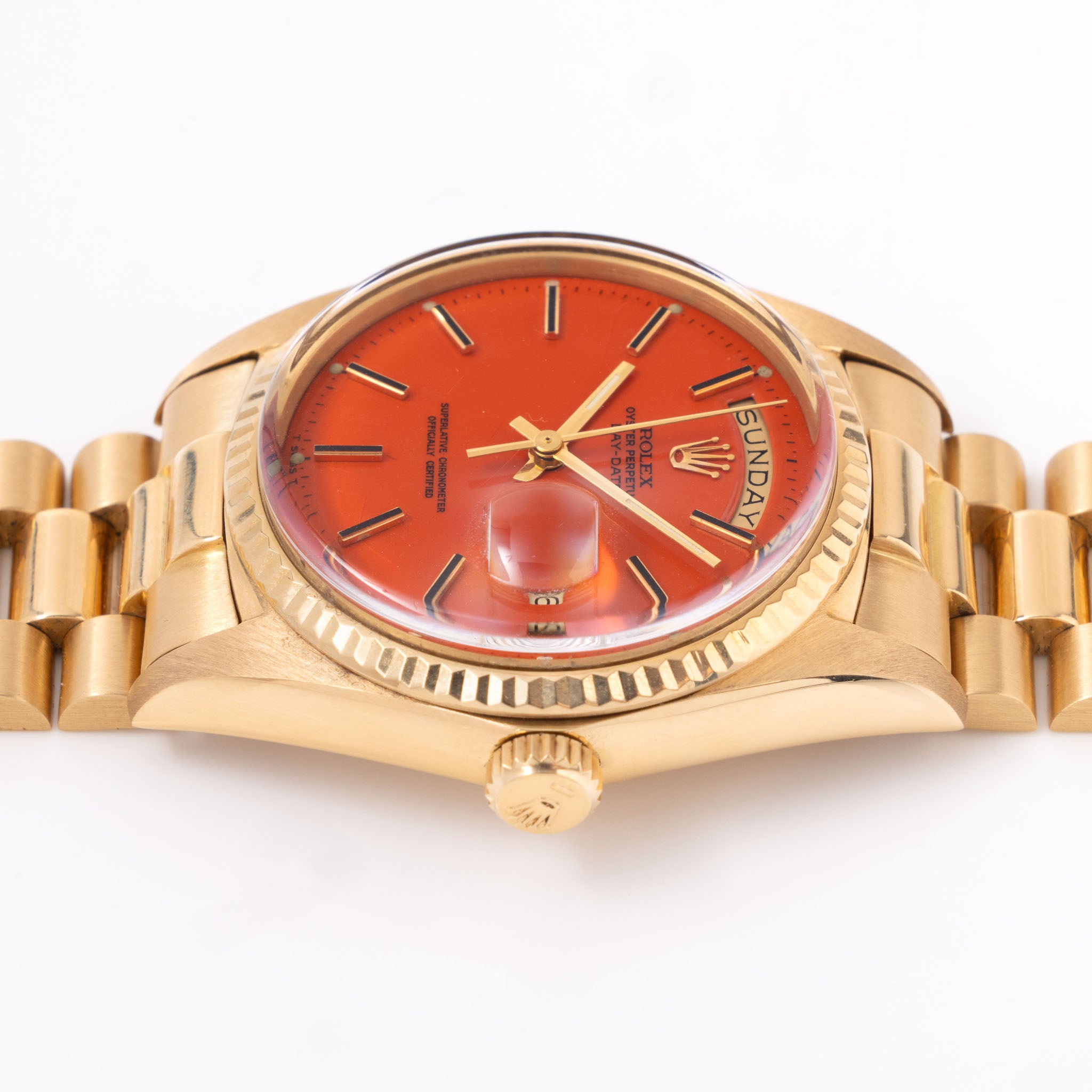 Rolex Day-Date 1803 Orange Stella Dial in 18k Yellow Gold