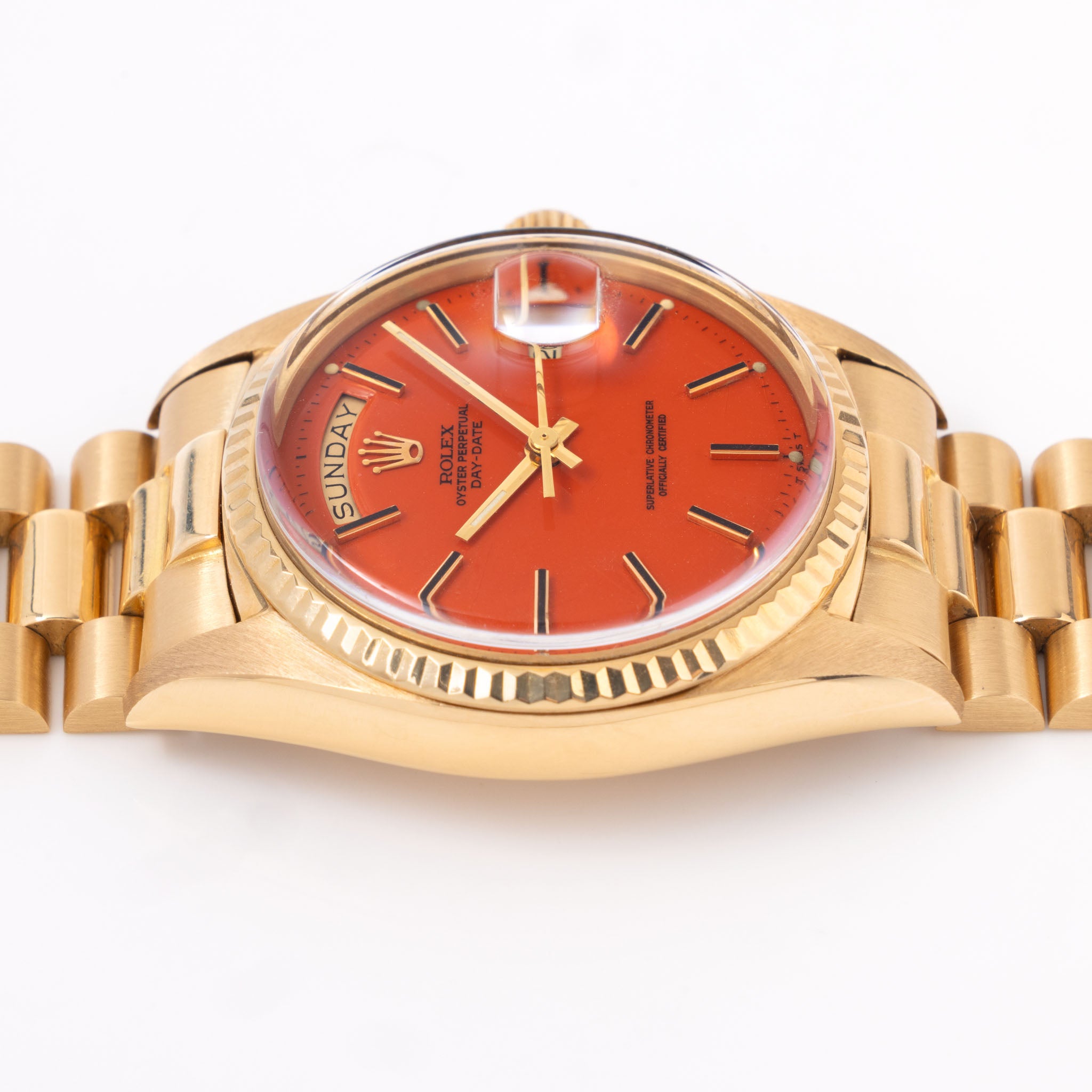 Rolex Day-Date 1803 Orange Stella Dial in 18k Yellow Gold
