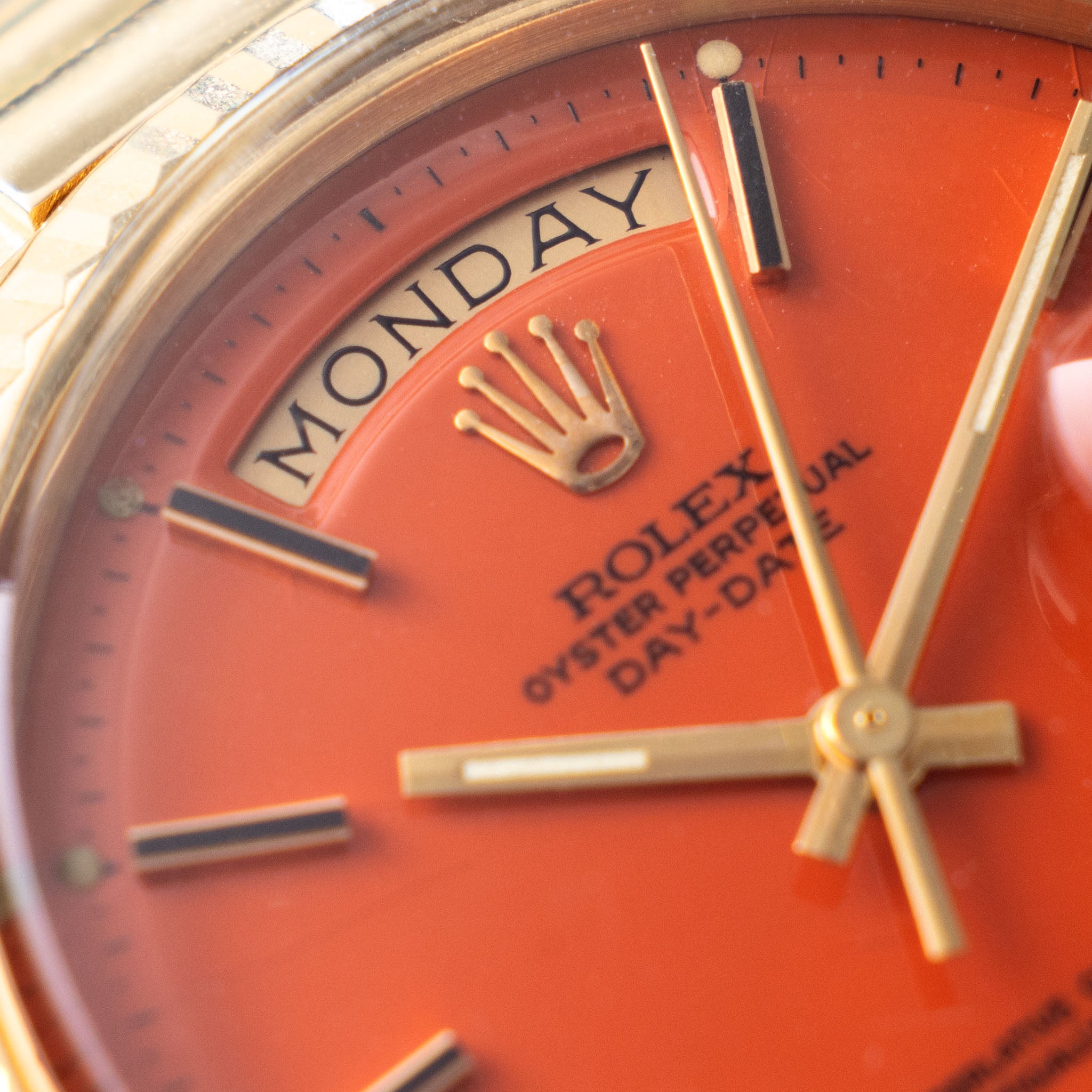Rolex Day-Date 1803 Orange Stella Dial in 18k Yellow Gold