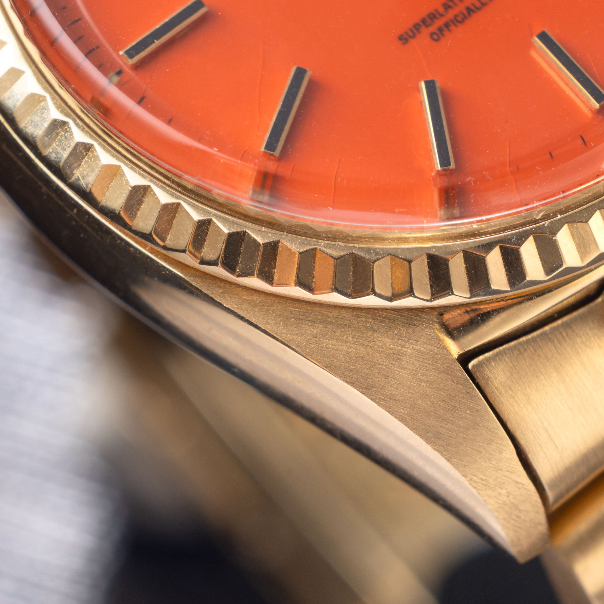 Rolex Day-Date 1803 Orange Stella Dial in 18k Yellow Gold