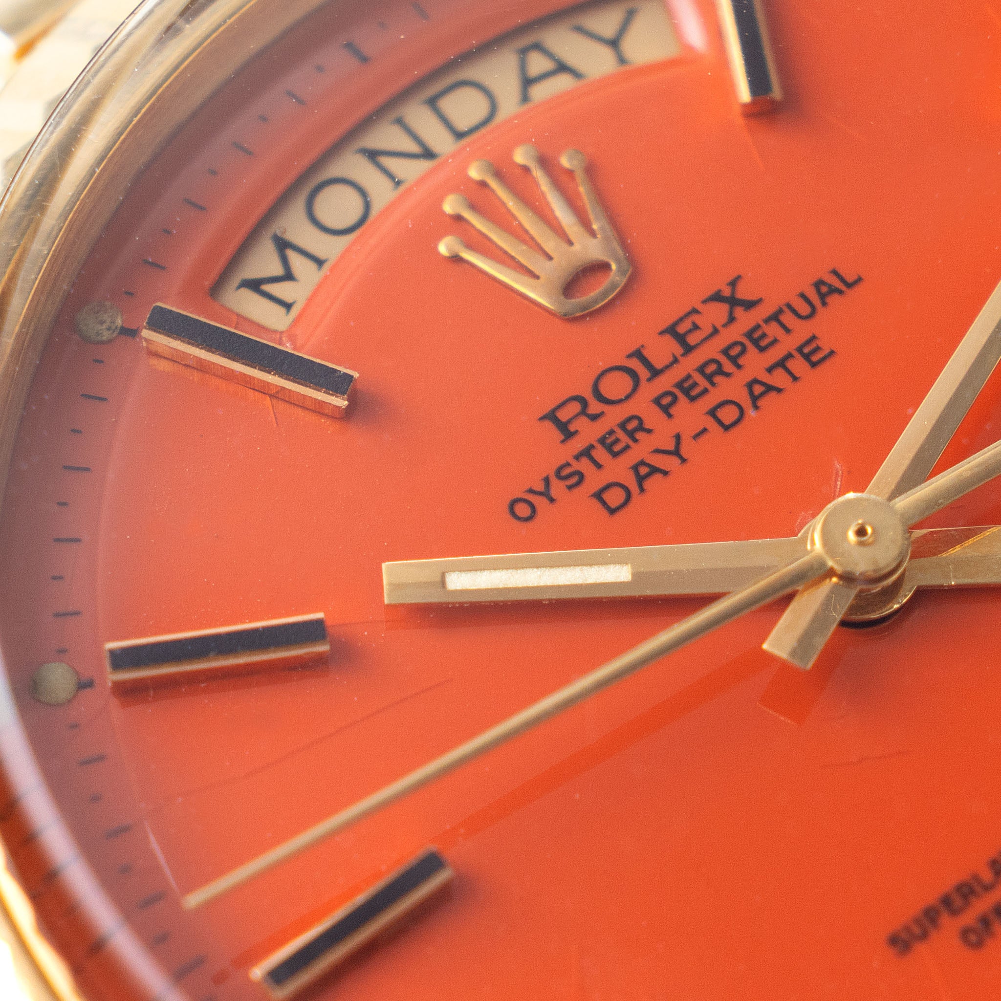 Rolex Day-Date 1803 Orange Stella Dial in 18k Yellow Gold