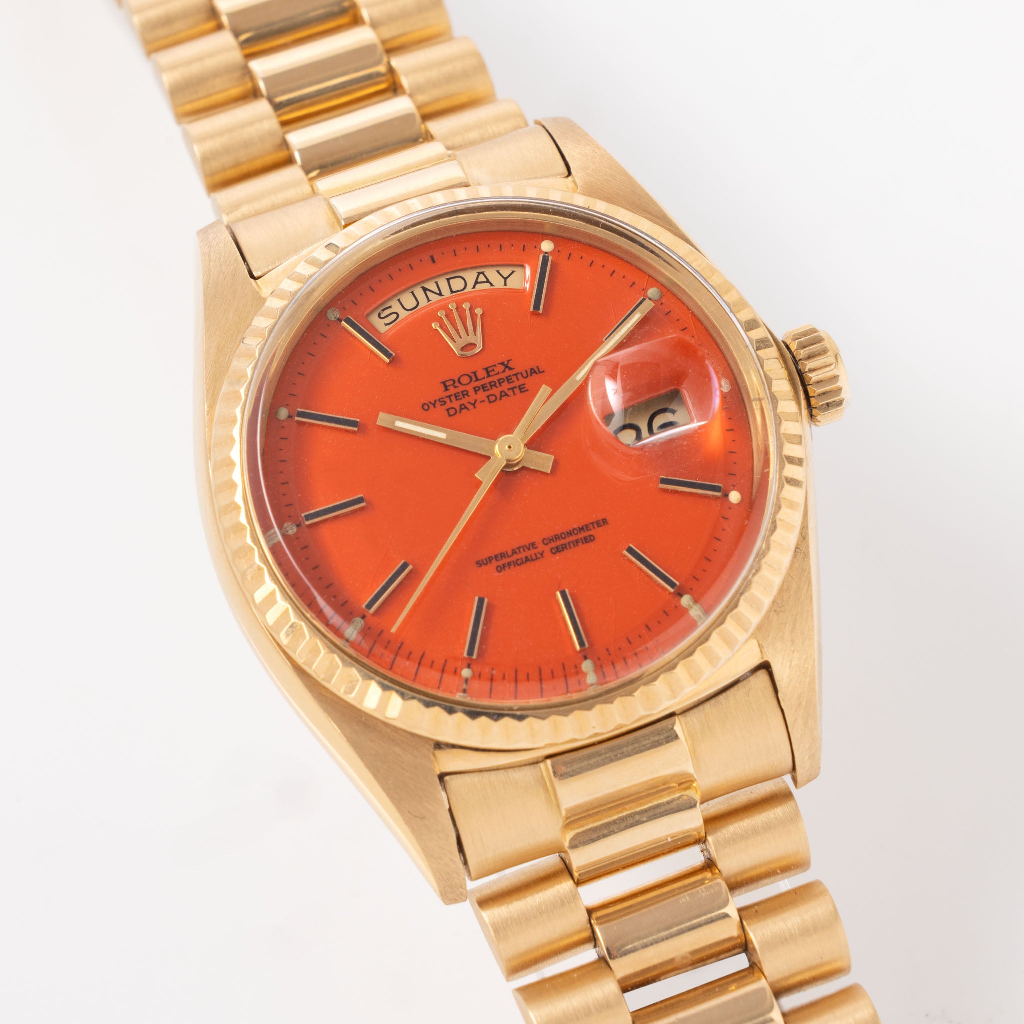 Rolex Day-Date 1803 Orange Stella Dial in 18k Yellow Gold