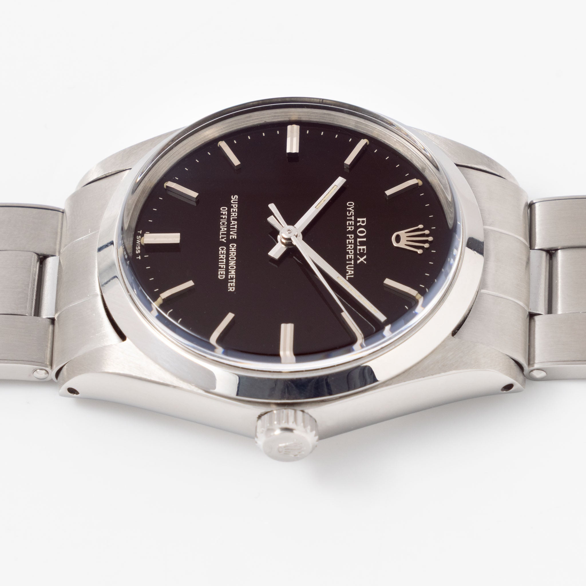 Rolex Oyster Perpetual 1002 "Burgundy Tropical Gilt Dial" with punched paper