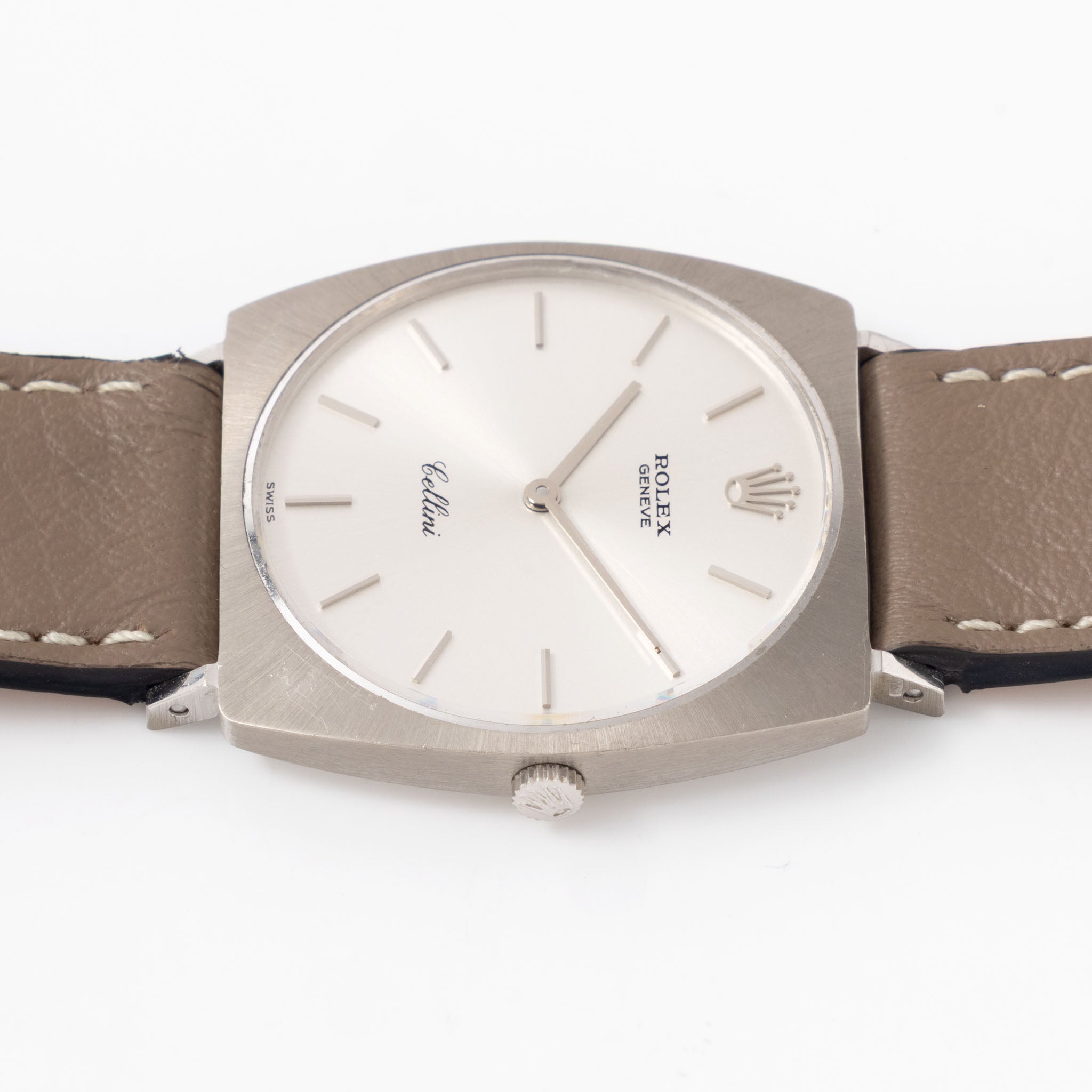 Rolex Cellini Silver Soleil Dial in 18k white gold ref. 3747