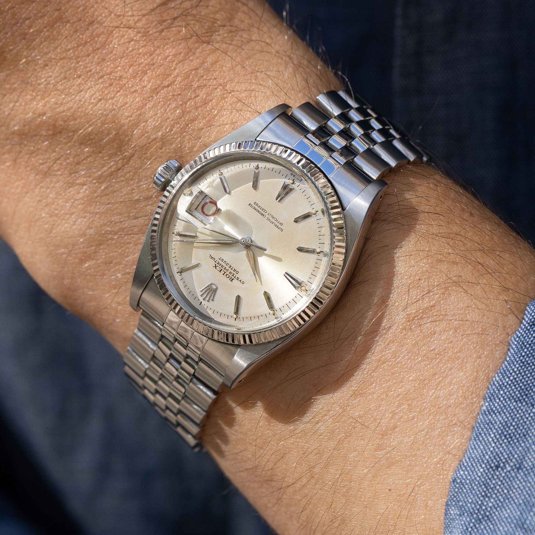 Rolex Datejust 6605 Silver Circular Finish Dial with Roulette Date