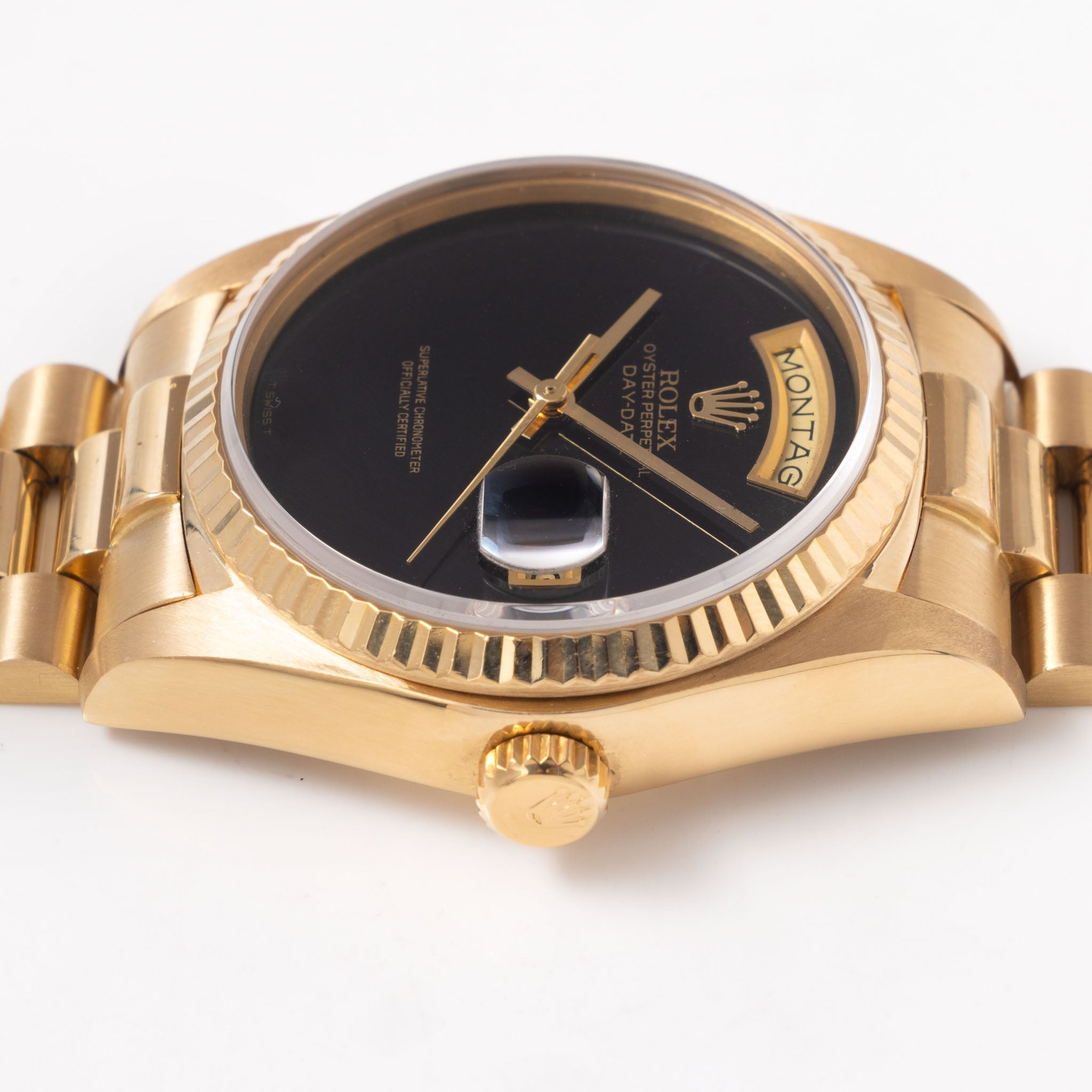 Rolex Day-Date Onyx T Swiss T Dial ref. 18038 in 18k Yellow Gold