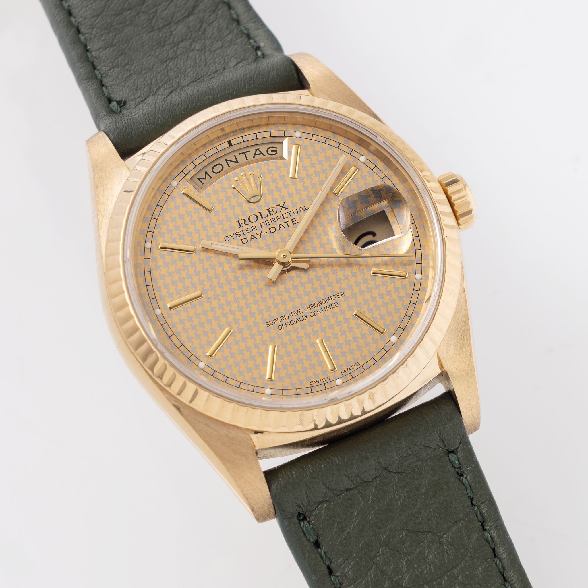 Rolex Day-date Houndstooth dial ref 18238 in 18 k yellow gold