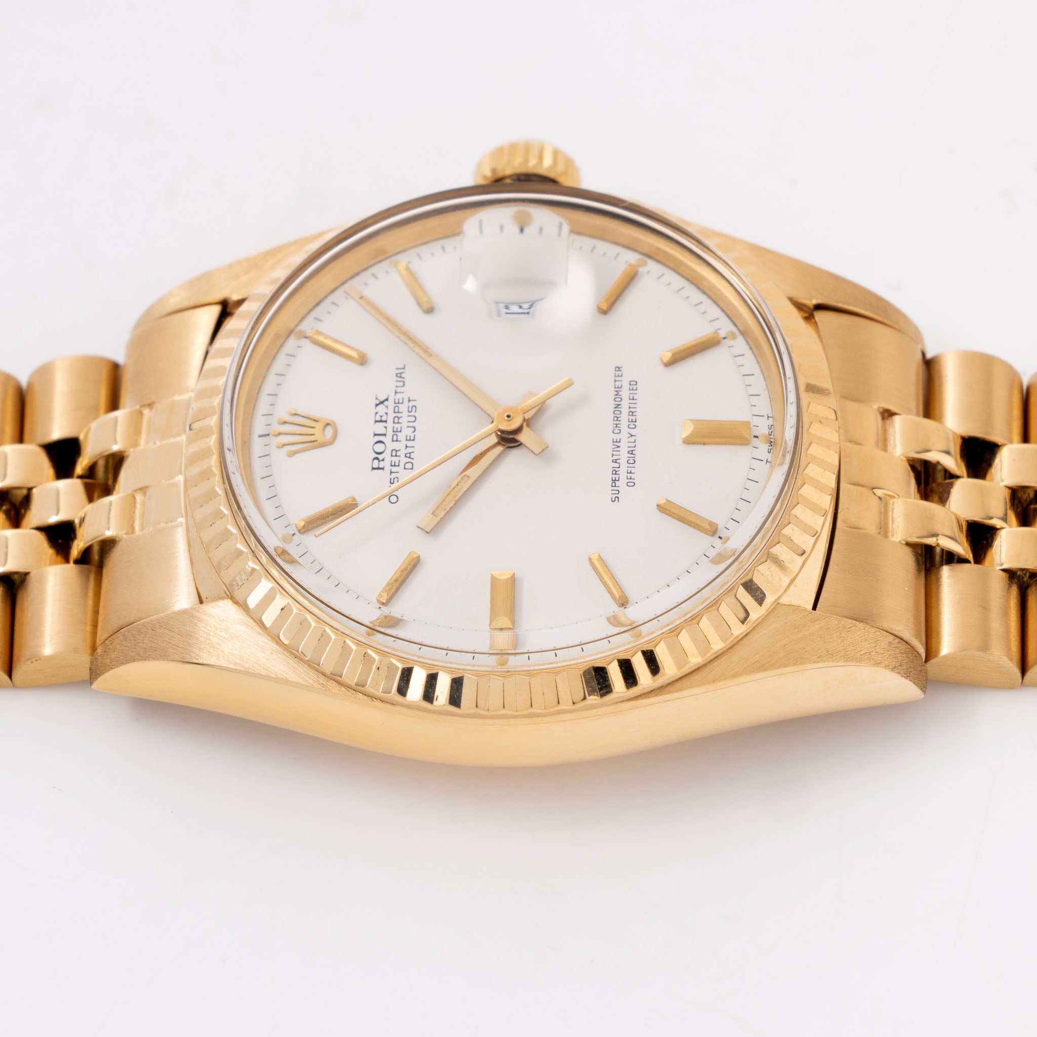 Rolex Datejust 1601/8 White Dial in 18k Yellow Gold