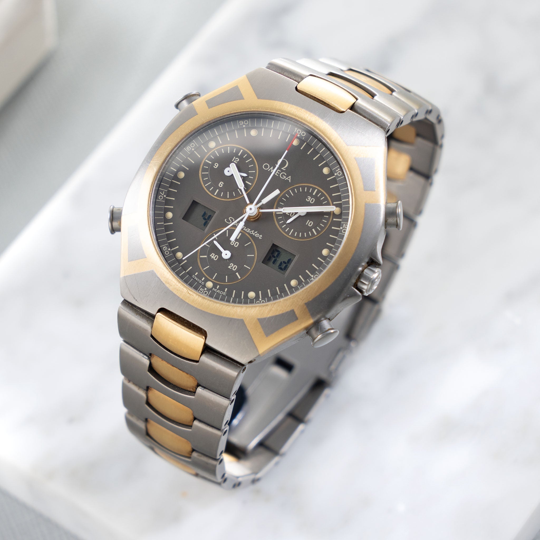Omega Seamaster Polaris chronograph Olympic Games Limited Edition in Titanium and Gold ref 386.1232