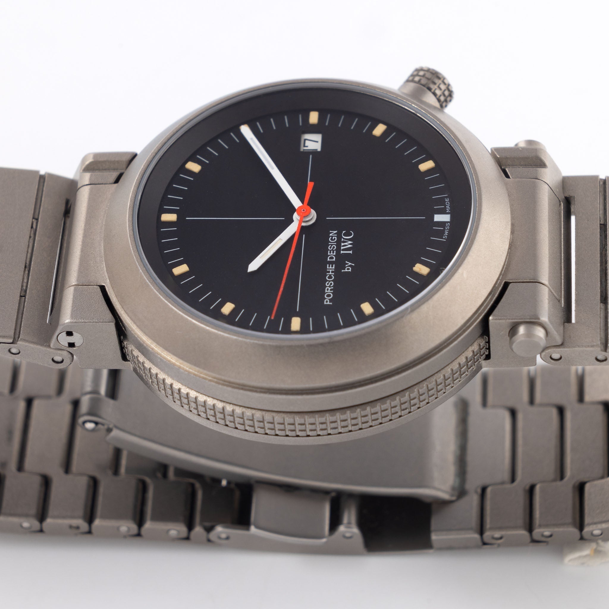 IWC/Porsche design compass watch in titanium ref 3511 with Certificate of Authenticity paper and IWC service invoice