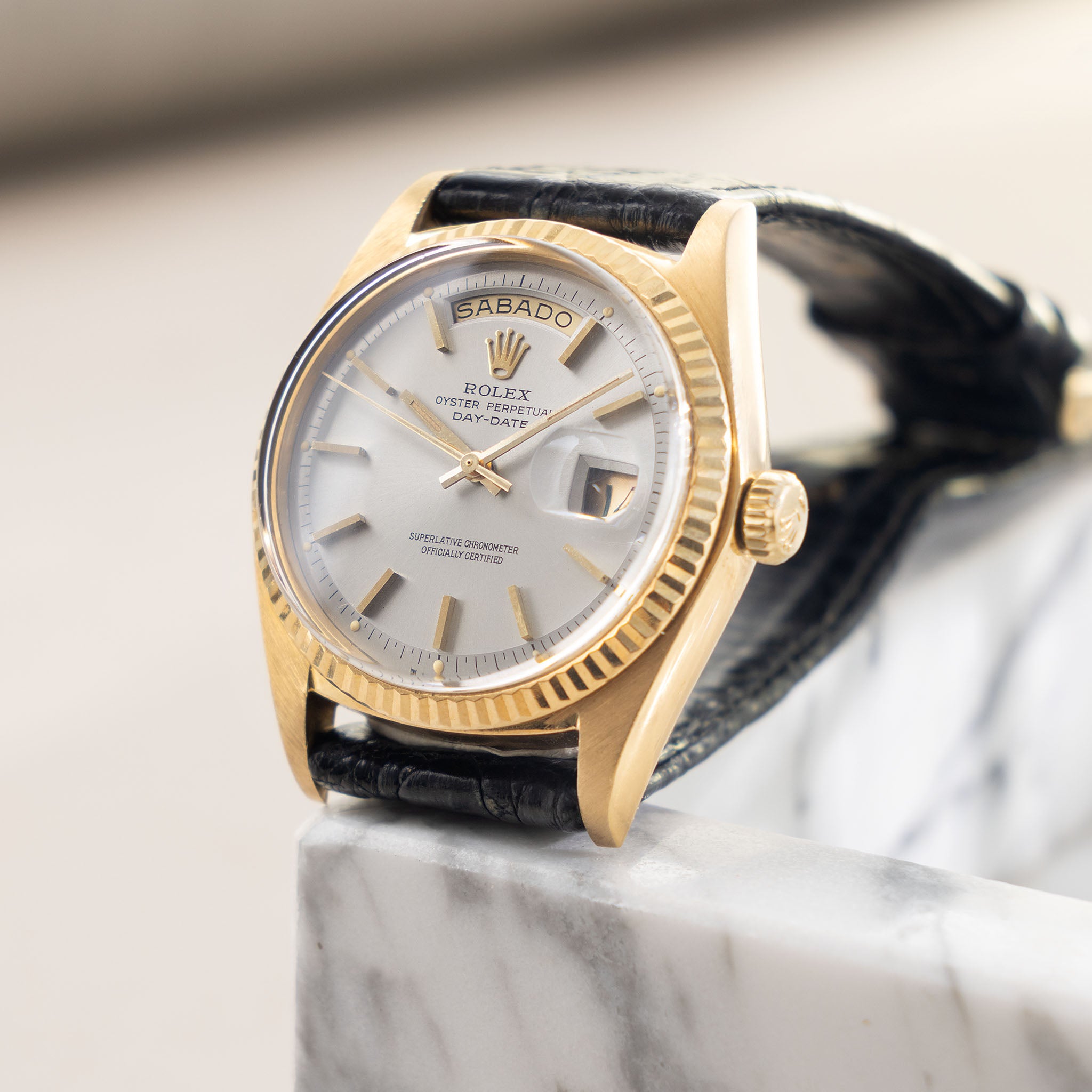Rolex Day-Date 1803 Grey Soleil Dial in 18k Yellow Gold