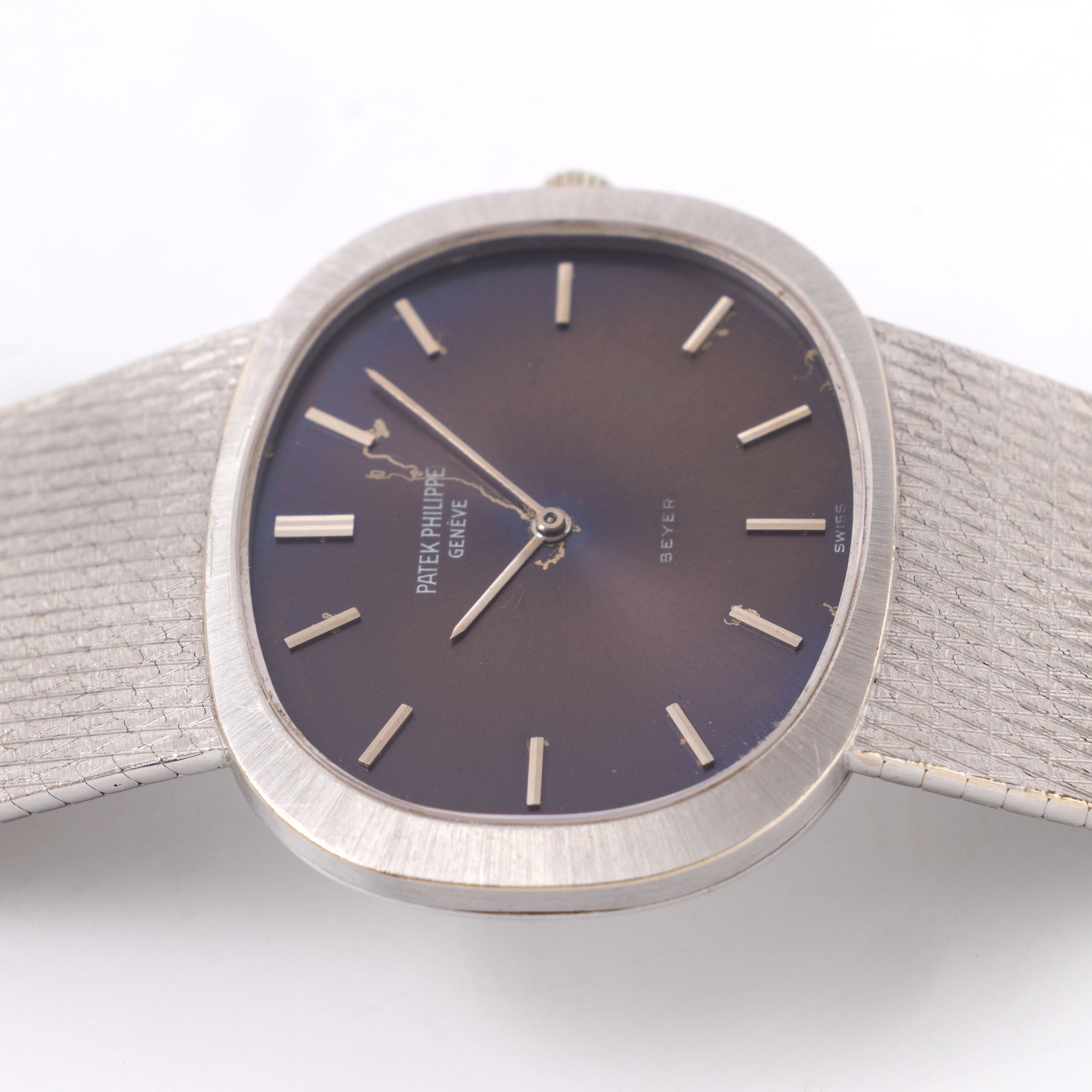 Patek Philippe Golden Ellipse in 18k White Gold ref 3545 Double Signed Beyer Colour Changed Dial “Lightning Bolt “