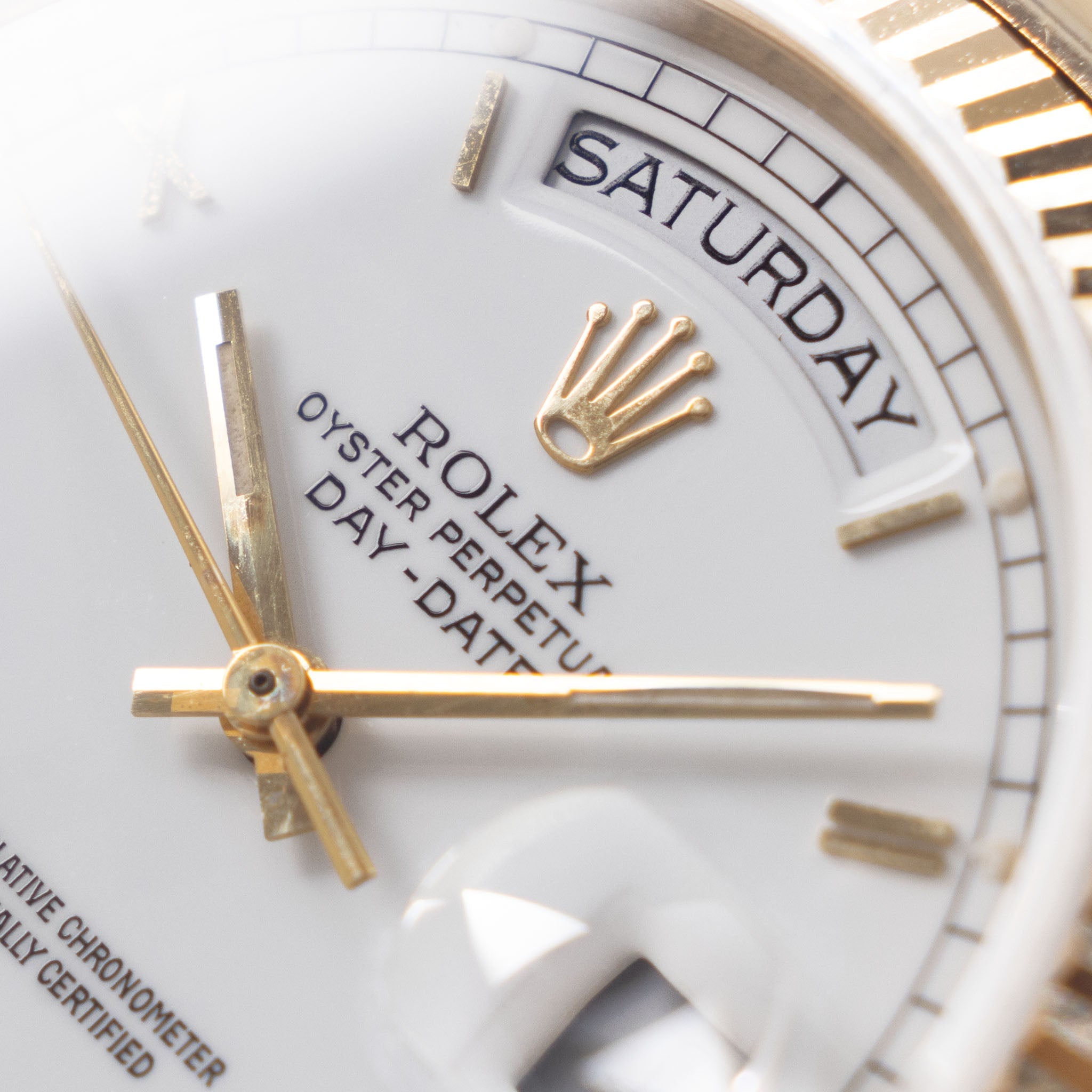 Rolex Day-Date 18038 Porcelain Roman Dial in 18k Yellow Gold