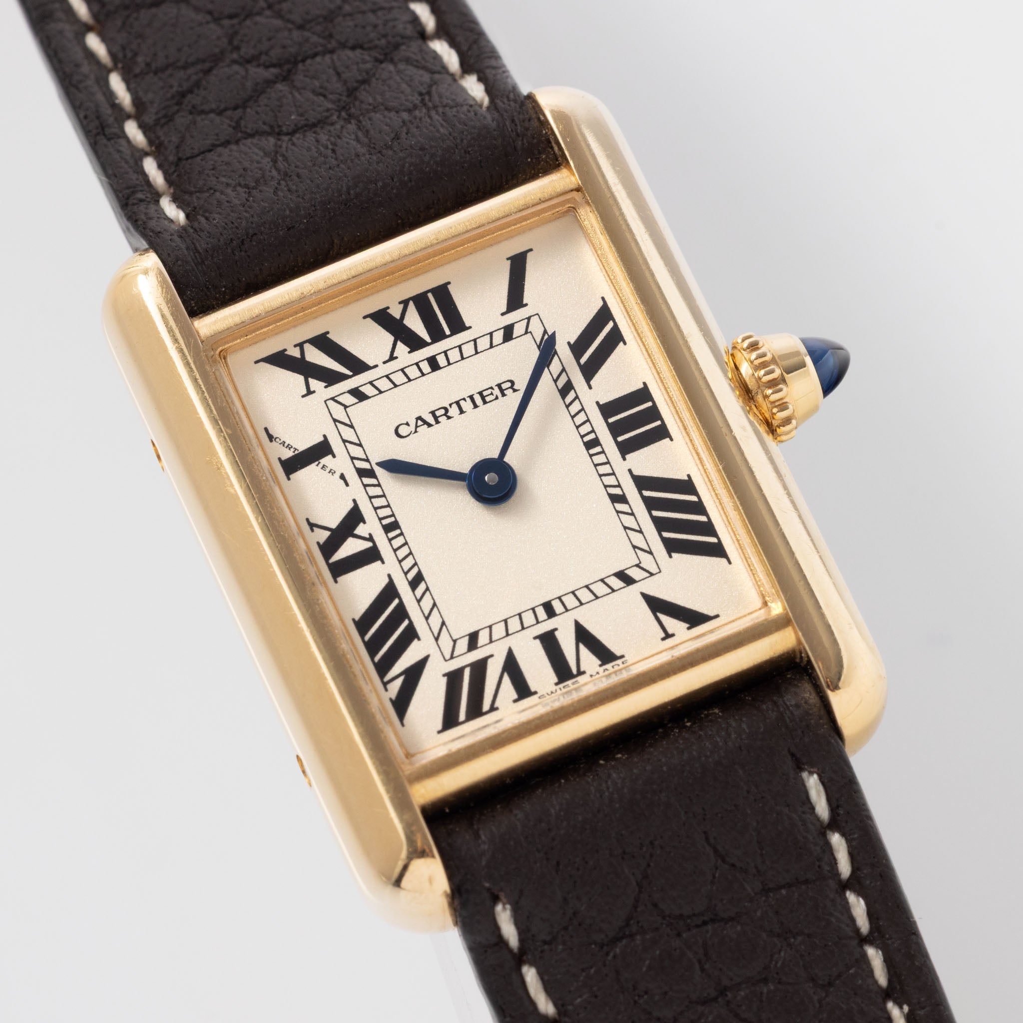 Cartier Tank in 18 k yellow gold white dial ref 2442