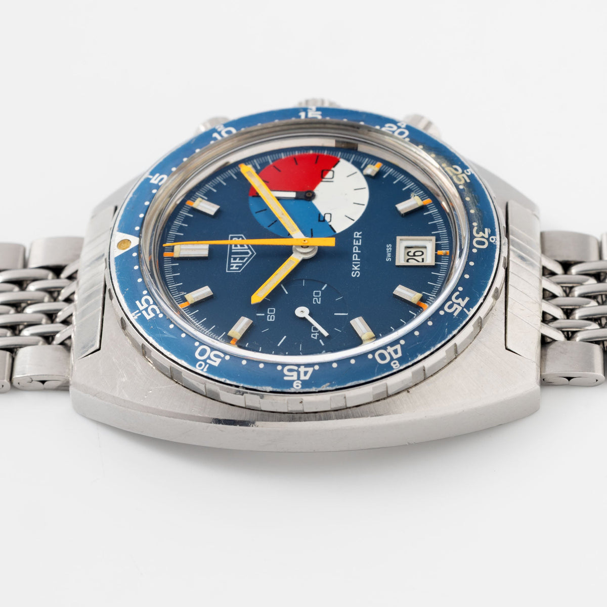 Heuer Skipper Yacht Regatta Timer MK1 Blue Dial ref. 73463 with Rare Gay Frères Bracelet