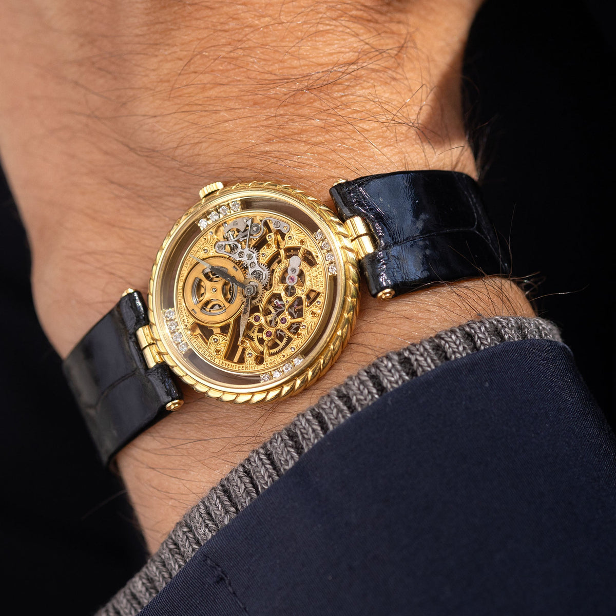 Audemars Piguet 4257/002BA Skeleton Dress Watch in 18k Yellow Gold with Box and Original Guarantee Booklet