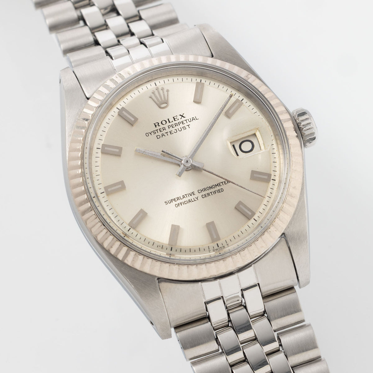 Rolex Datejust 1601 rare No Lume Singer Block Markers dial