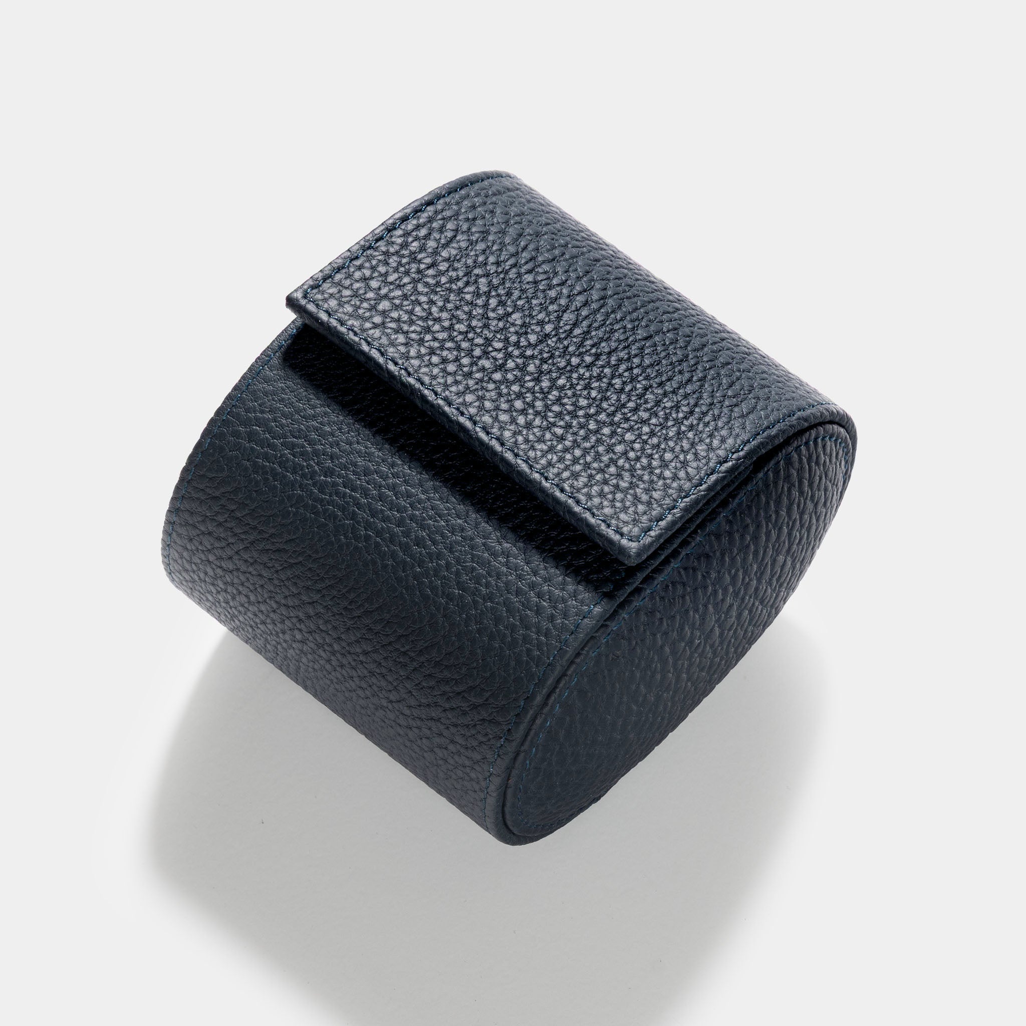 Oval Single Dark Blue Leather Watch Box