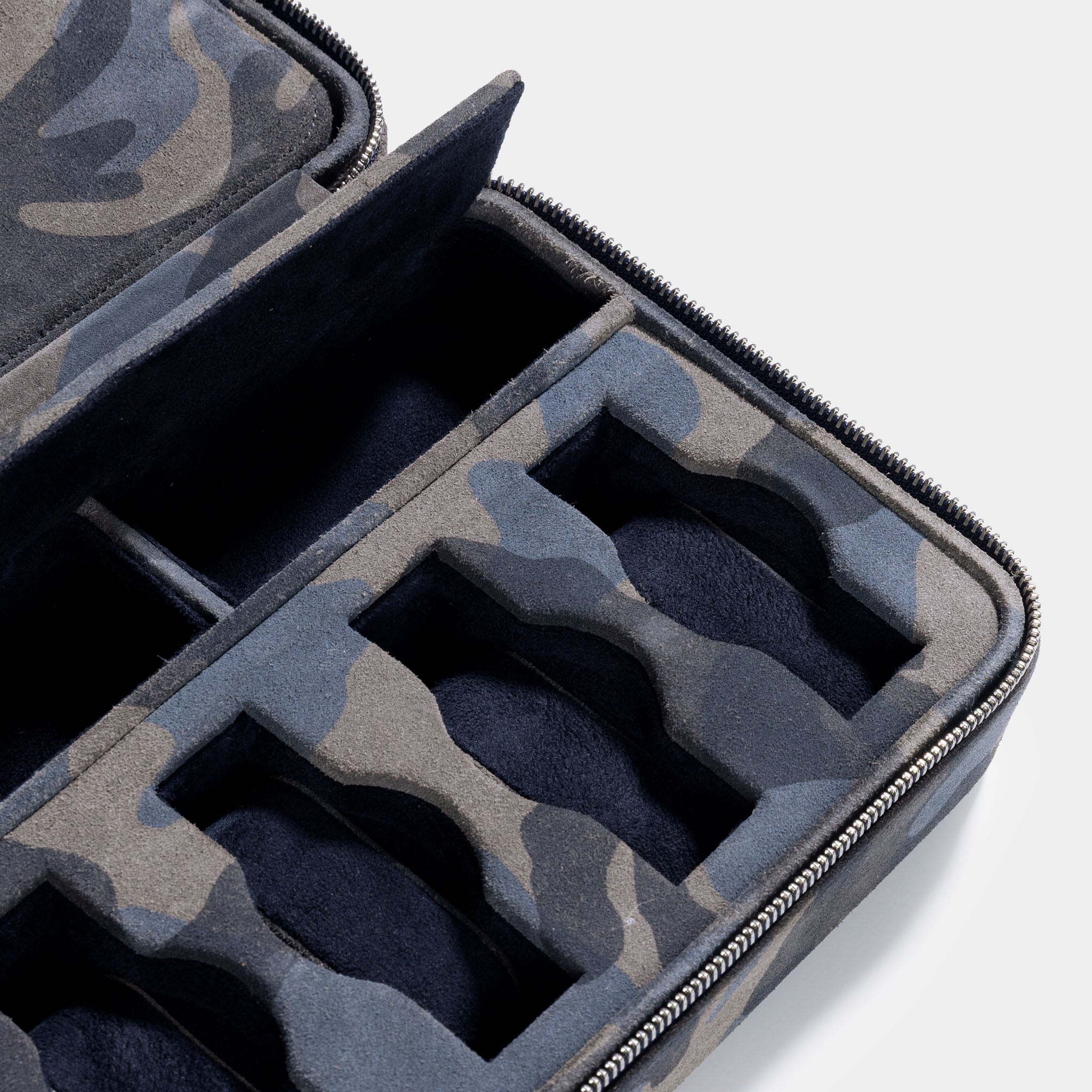 Blue Camo Suede Luxury Leather 8 Watch Box by JPM