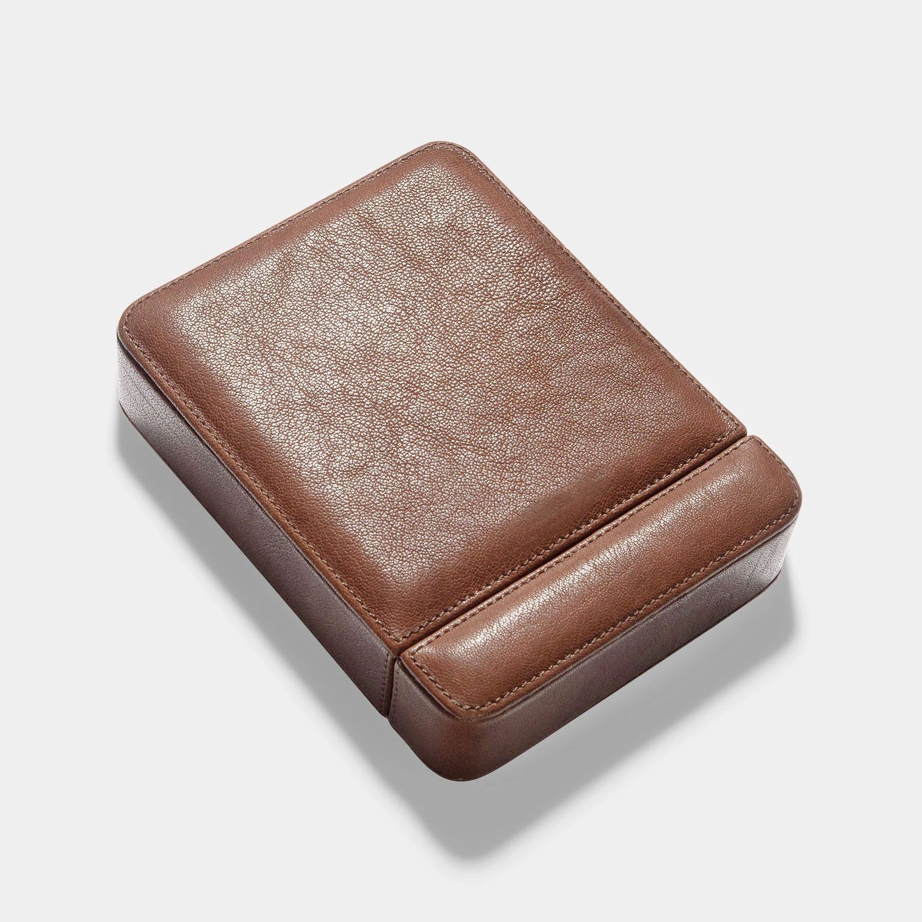 Washed Brown Leather 2 Watch Slider Box by Bulang and Sons