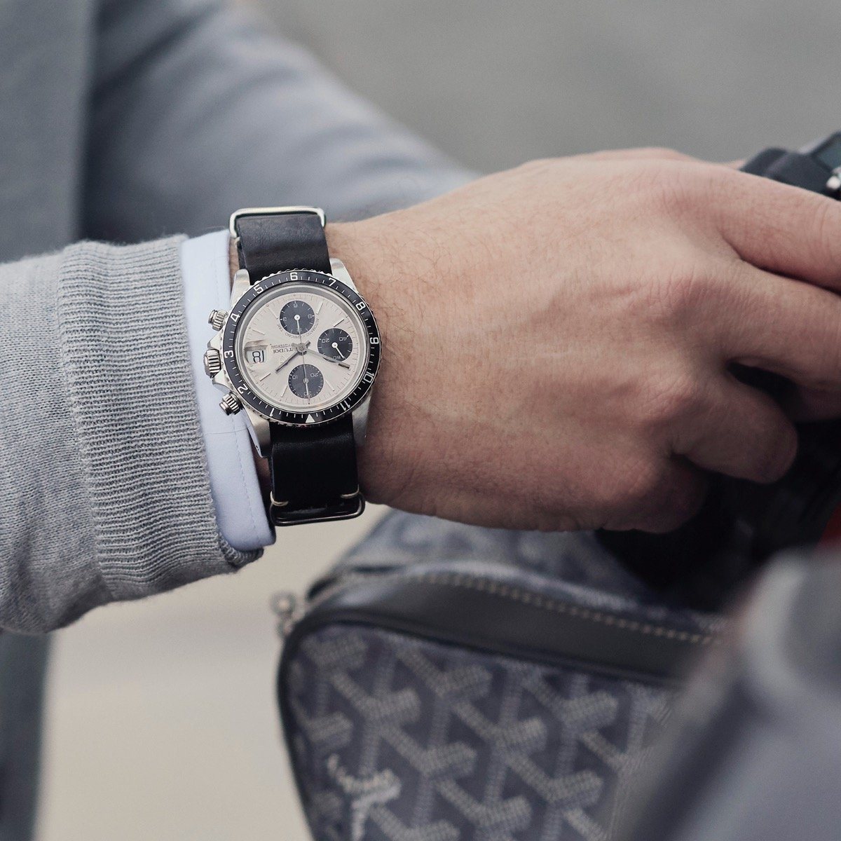 Tudor Black Single Pass Leather Watch Strap