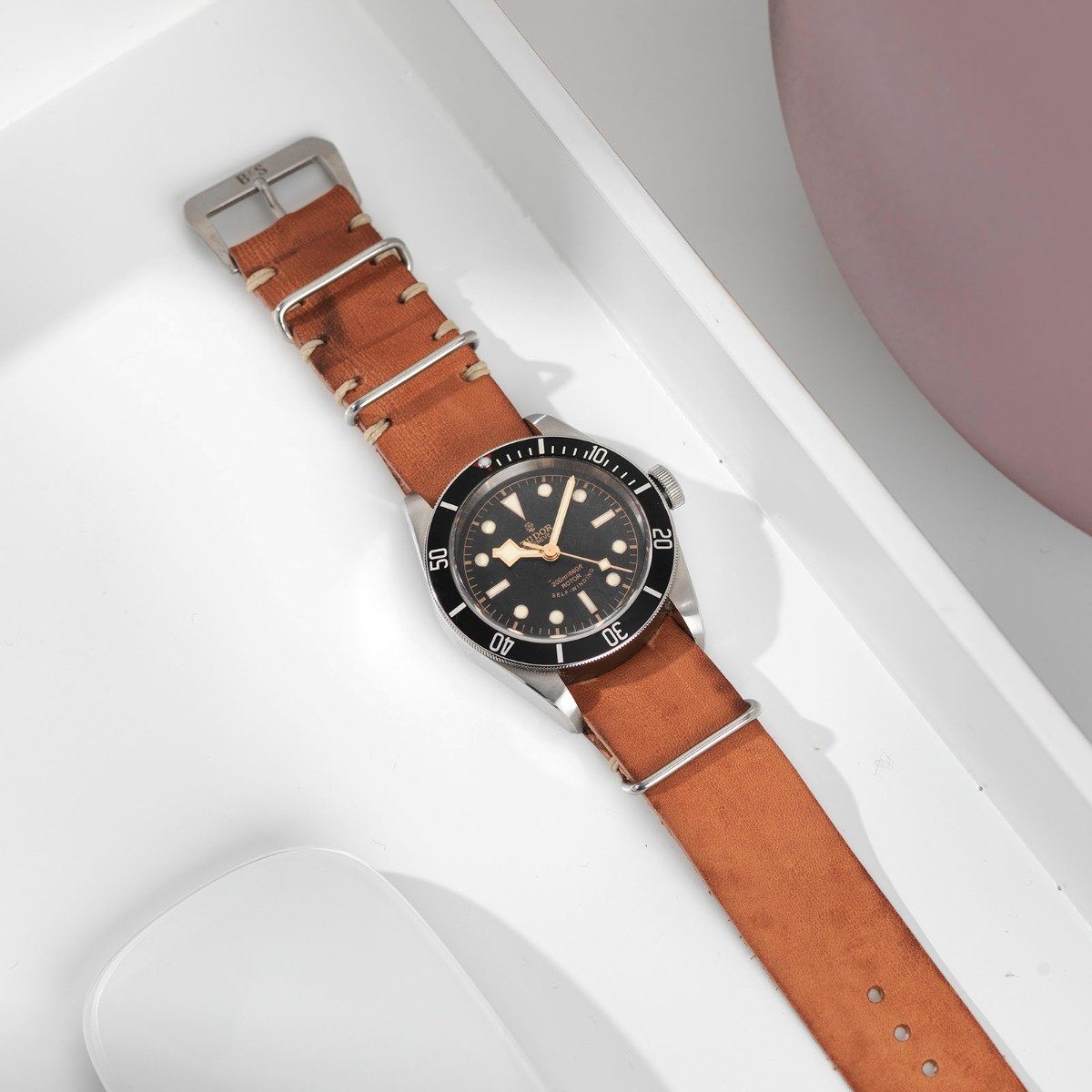 Tudor Caramel Brown Single Pass Leather Watch Strap