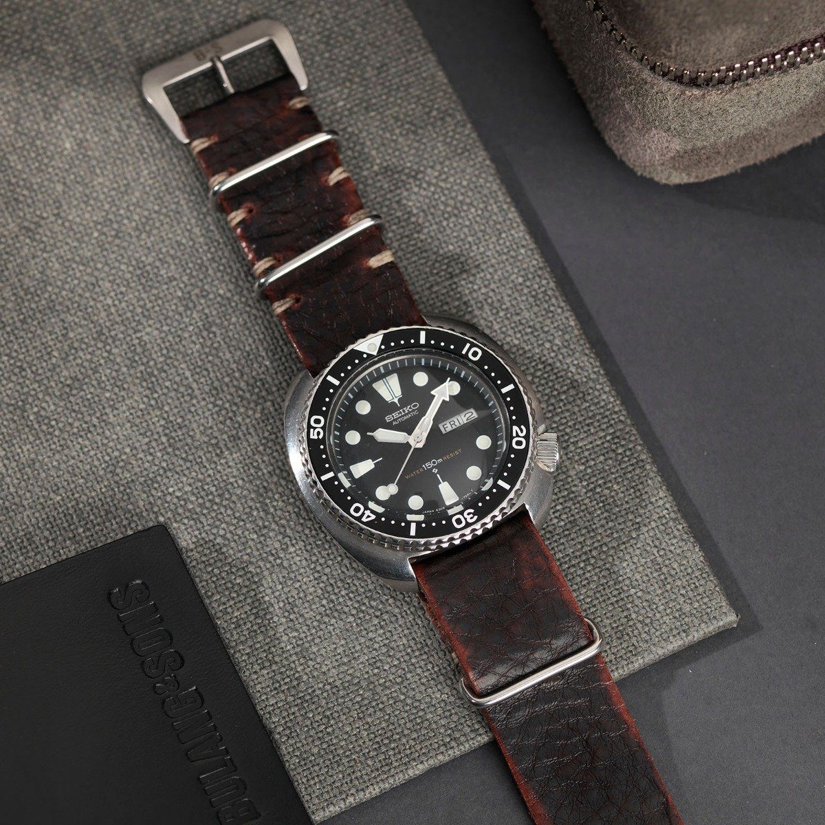 Seiko Diablo Black Single Pass Leather Watch Strap