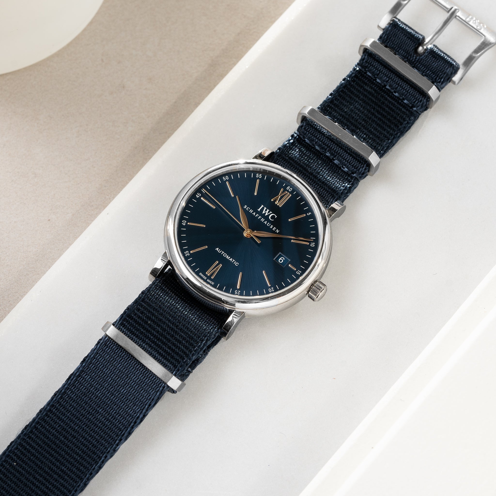 Strap for IWC Portofino - Nylon Single Pass Navy Blue