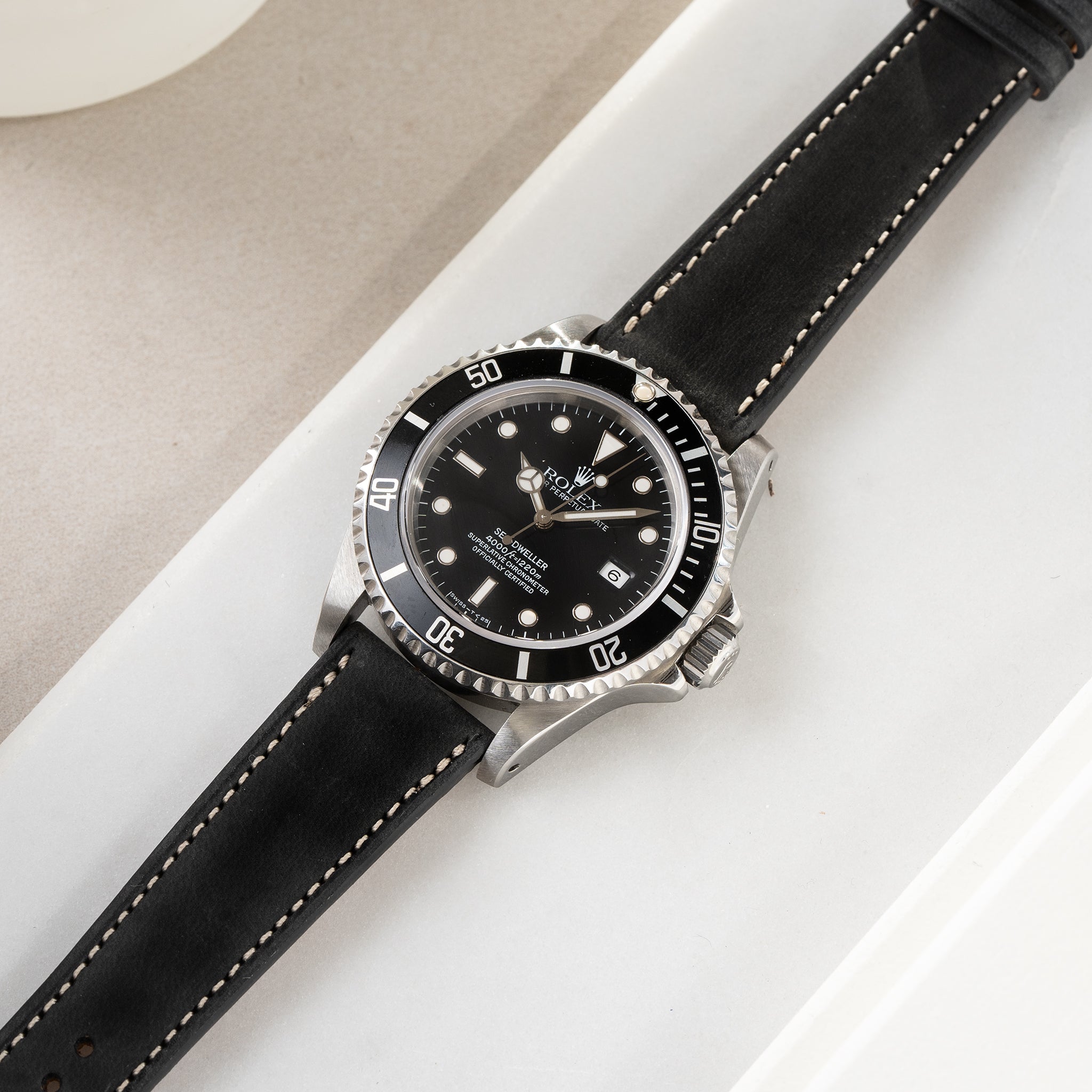 Strap for Rolex Seadweller - Chevalin Black Leather