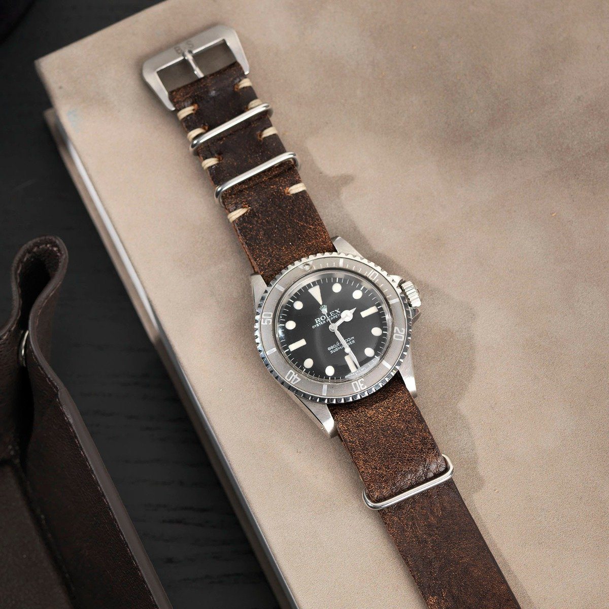 Rolex Woodie Brown Single Pass Leather Watch Strap