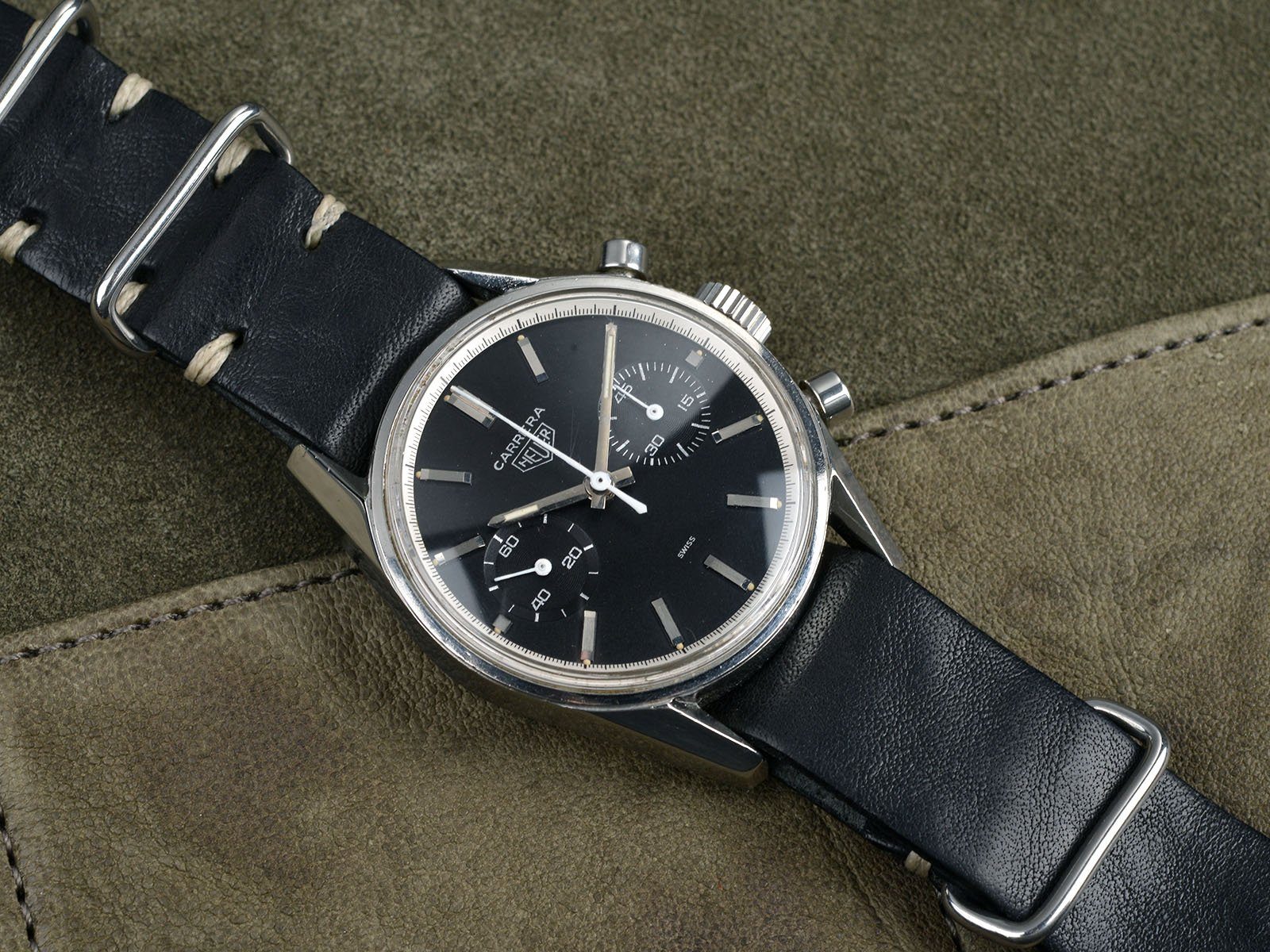 VINTAGE HEUER CARRERA 3647N BLACK DIAL