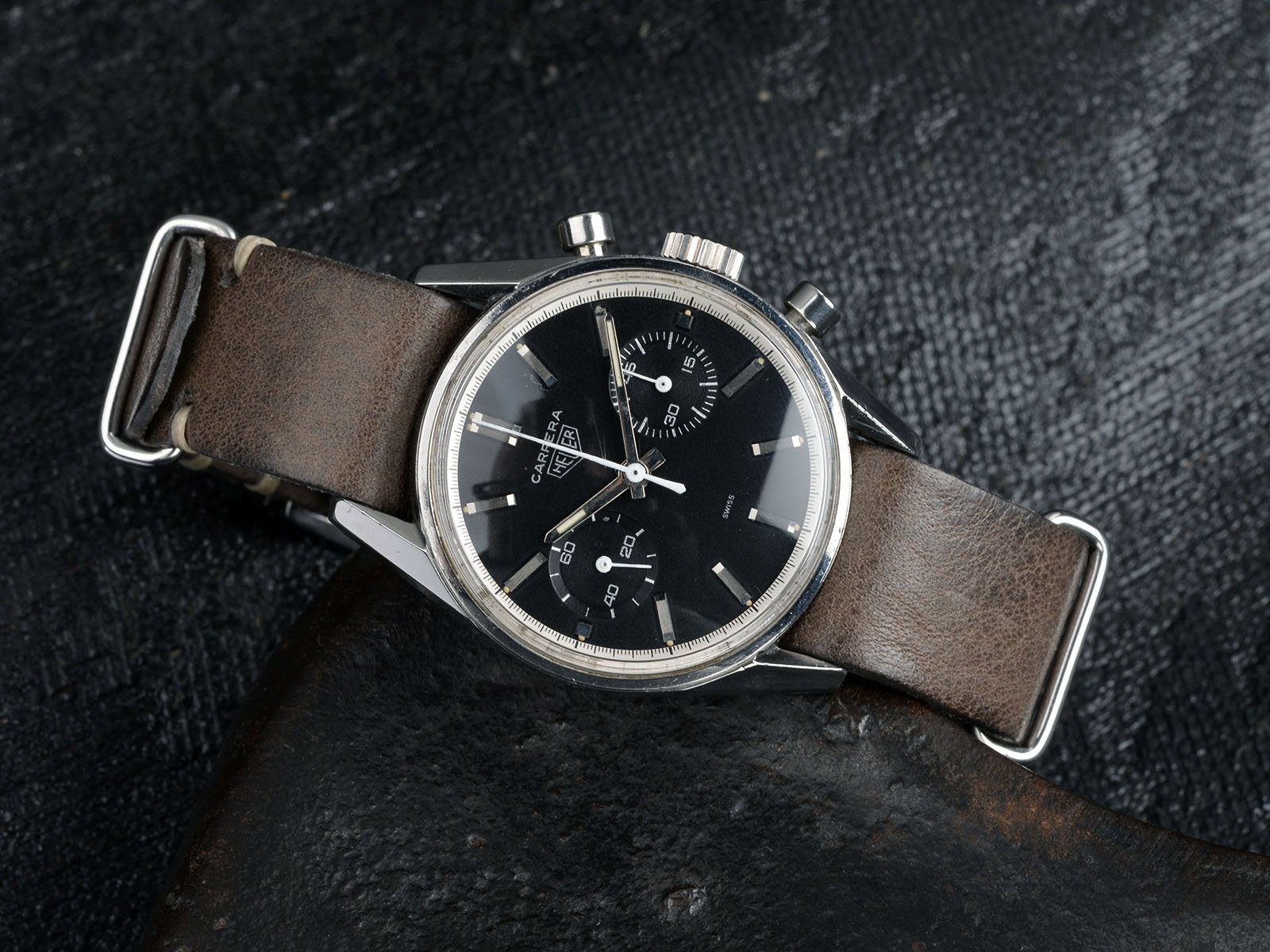 VINTAGE HEUER CARRERA 3647N BLACK DIAL