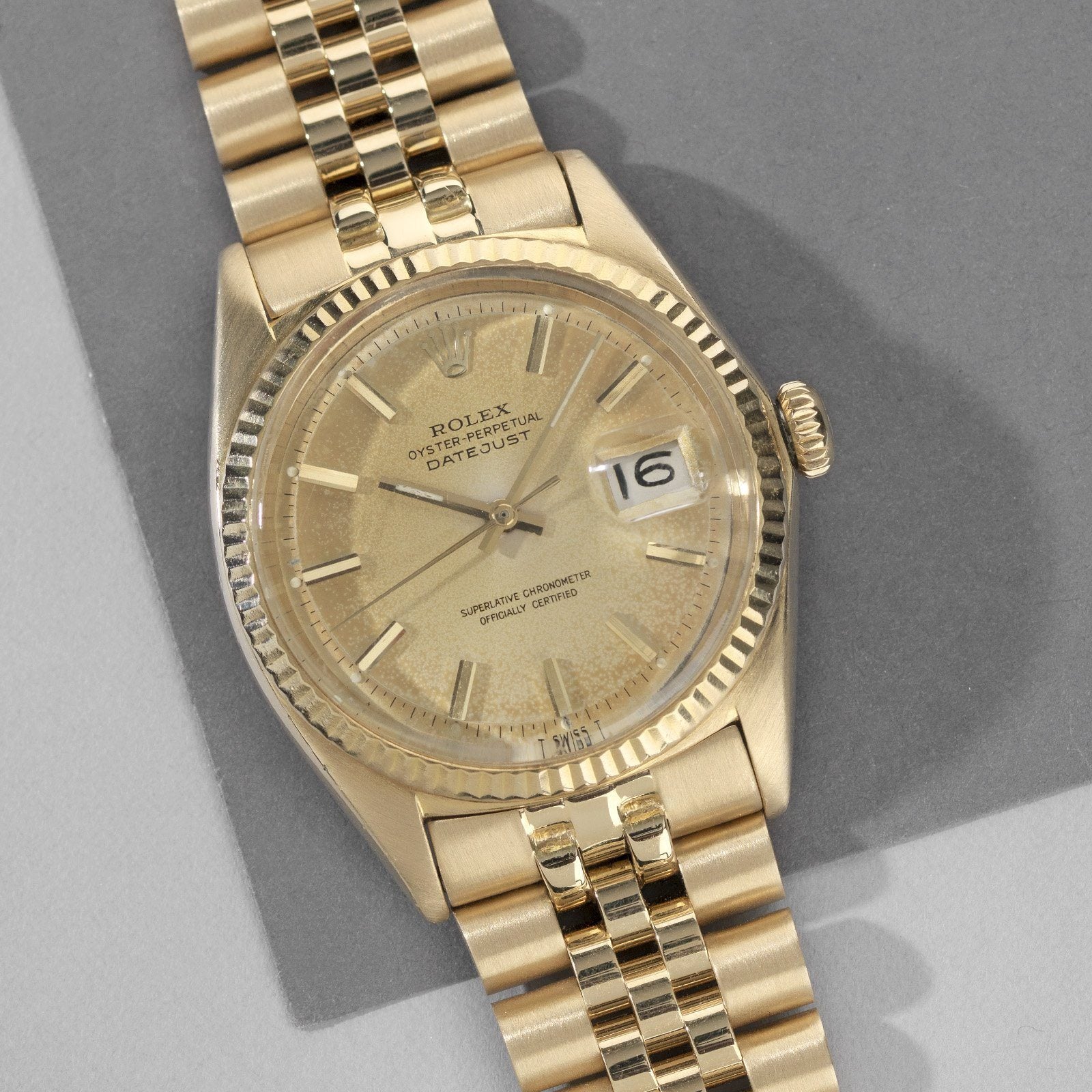 Rolex Datejust Champagne Bubbles Patina Dial Ref. 1601 Yellow Gold