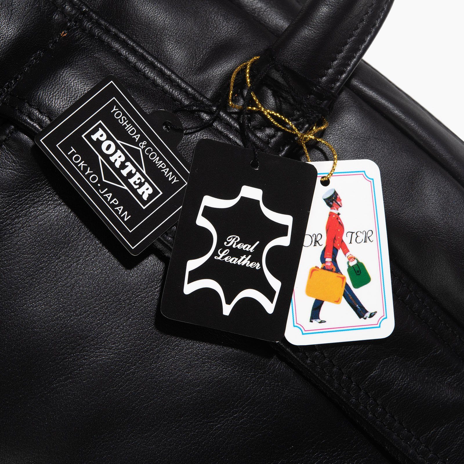 Leather Porter Tanker Brief Case L Black 7