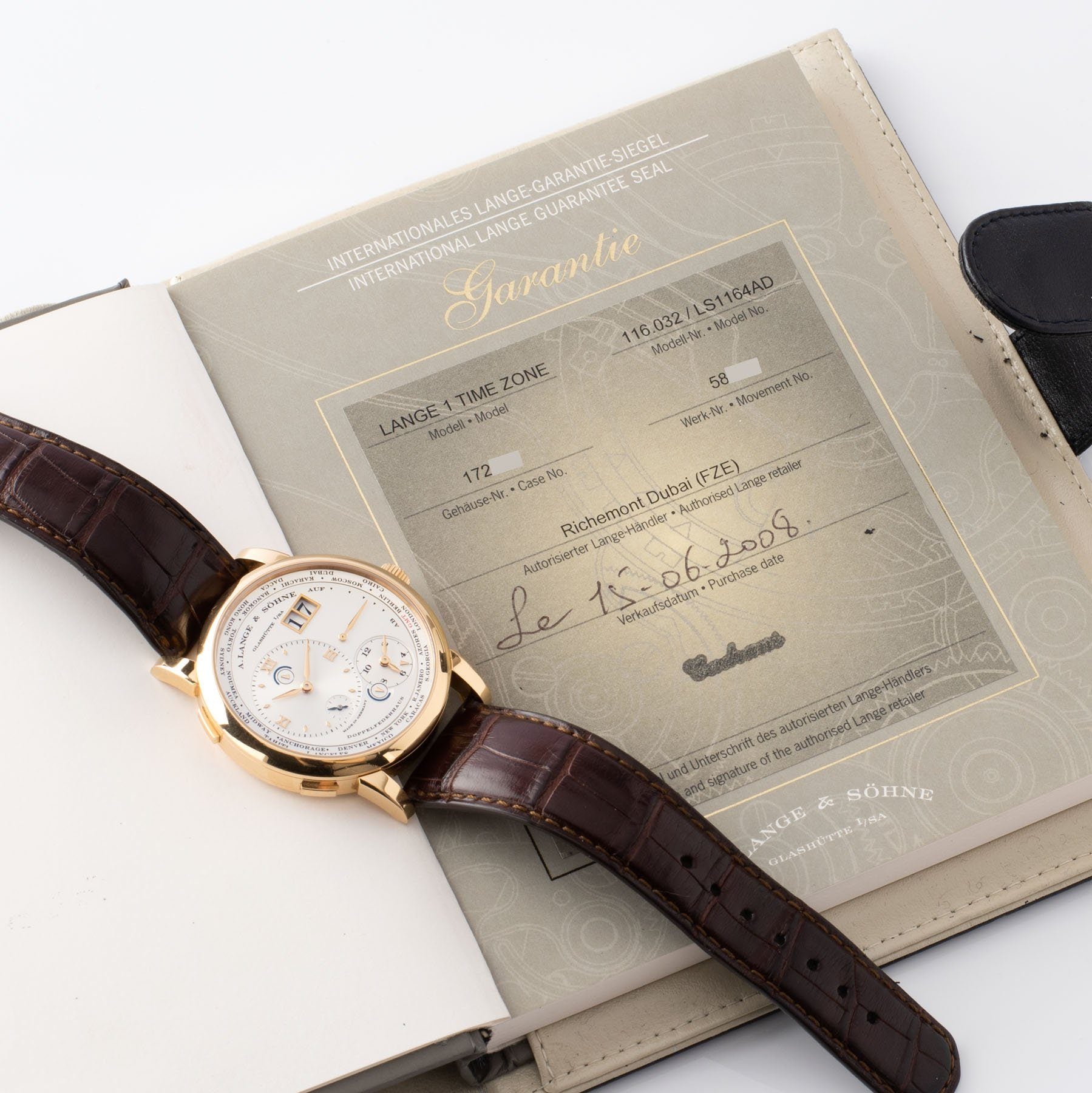 A. Lange & Söhne Lange 1 Time Zone Pink Gold with Original guarantee book