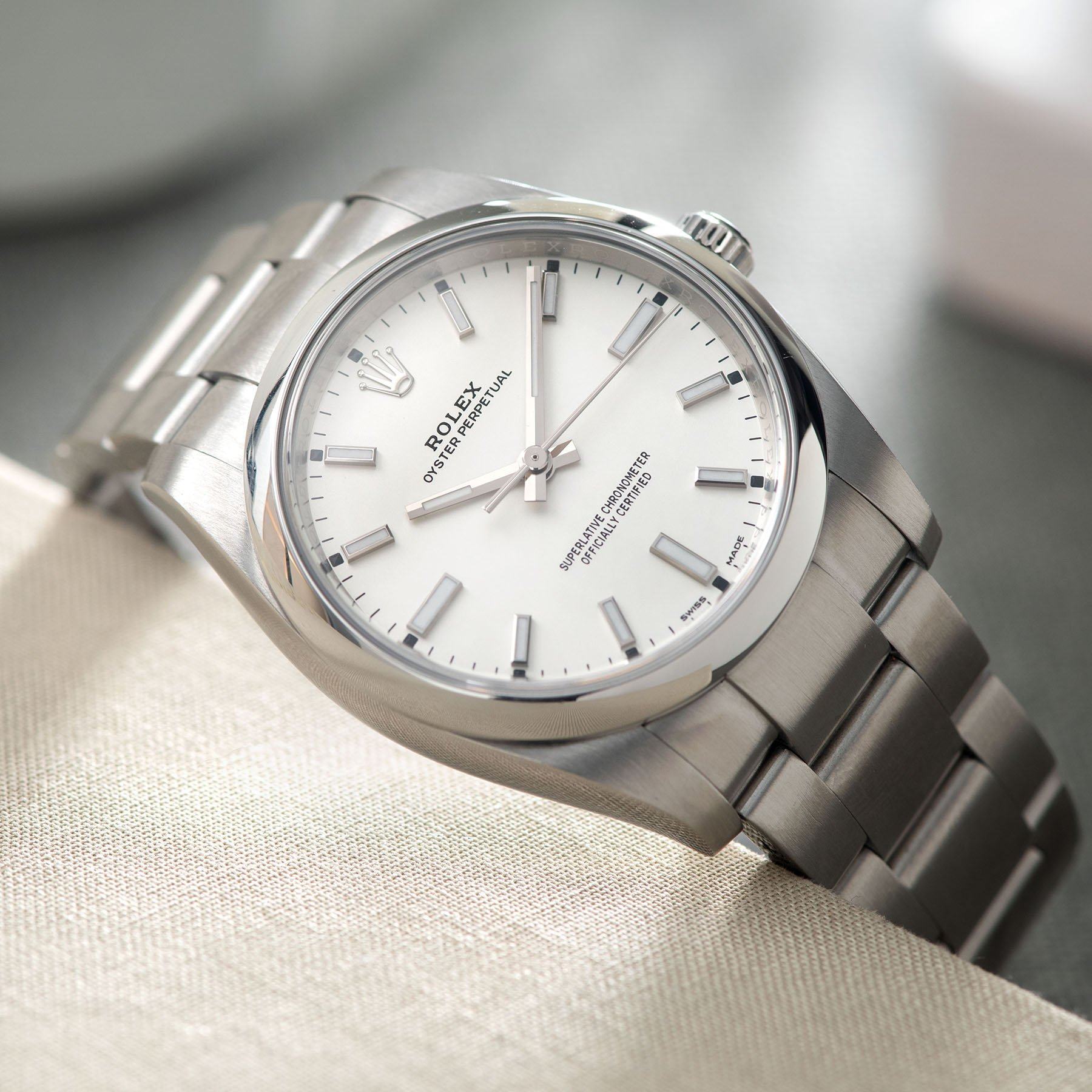 Rolex Oyster Perpetual Silver Dial 114200 with Guarantee