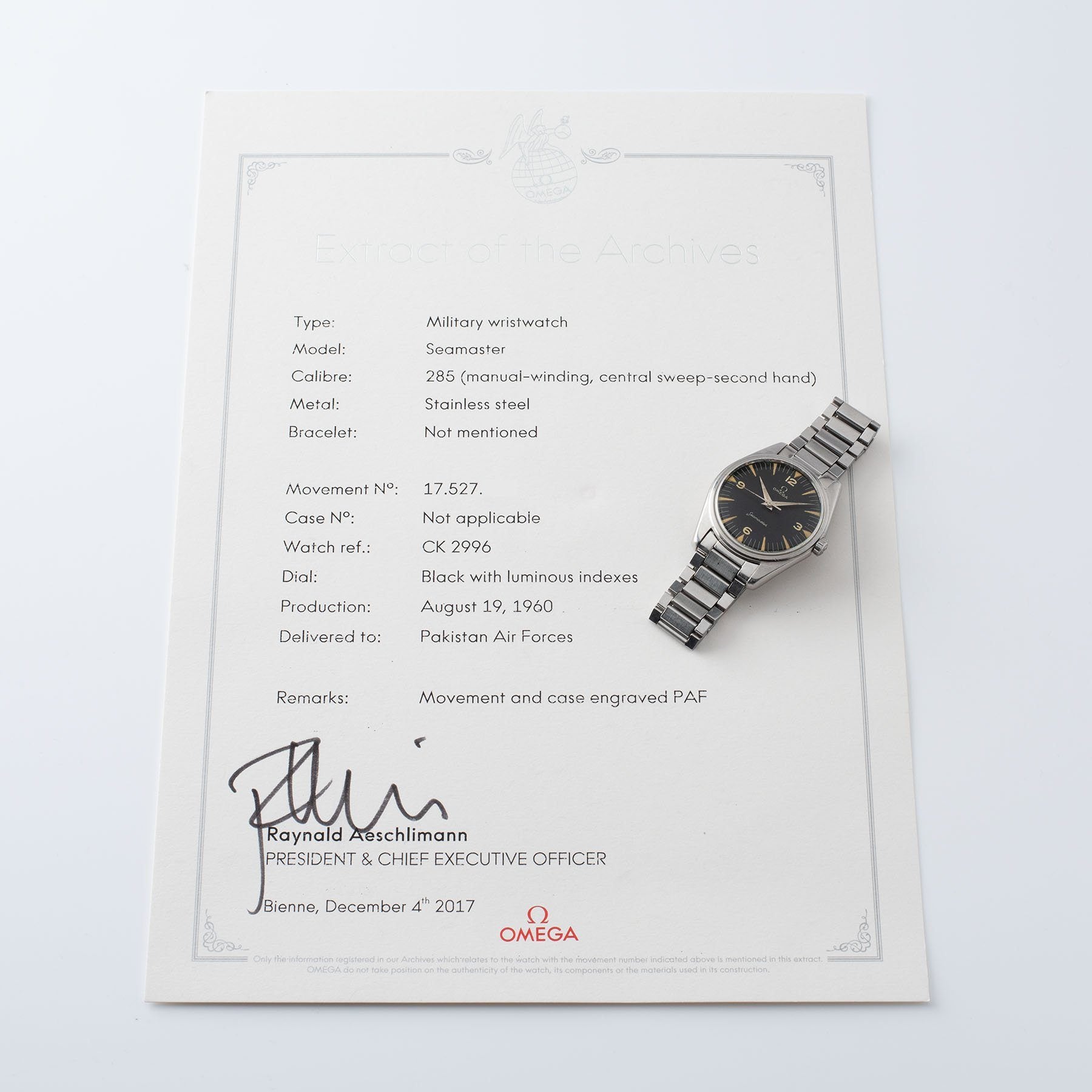 Omega Seamaster CK 2996 Pakistan Air Force Issued on Bracelet