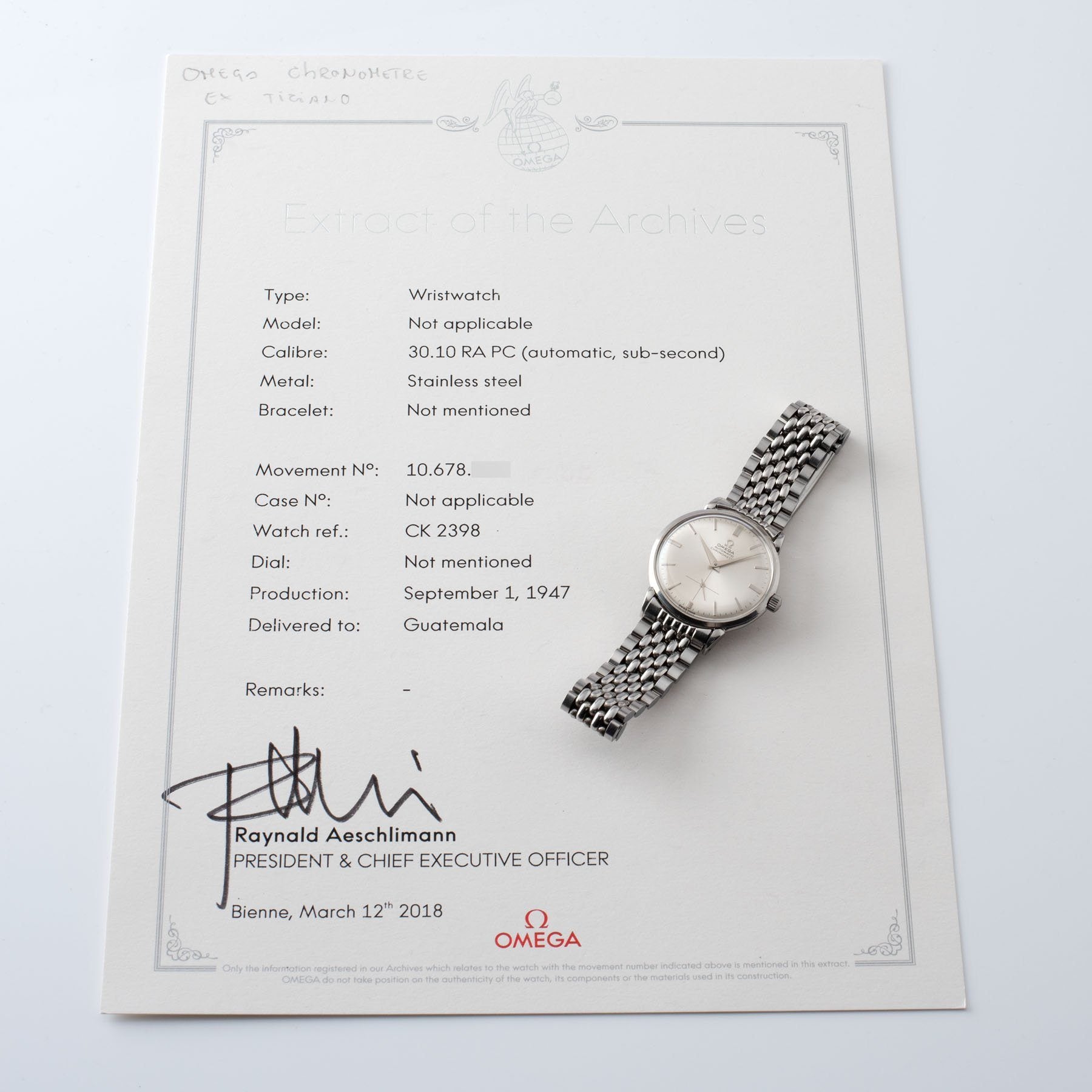 Omega Chronometer Reference 2398 Dress Watch